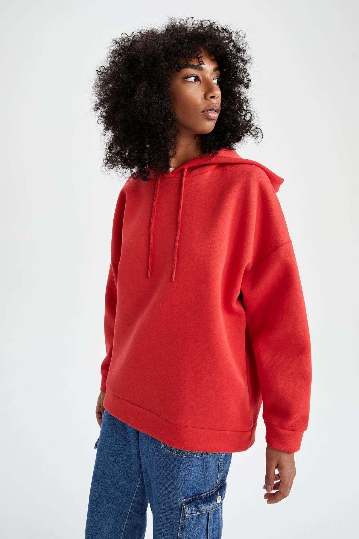 DeFacto Oversize Fit Kapüşonlu Uzun Kollu Sweatshirt