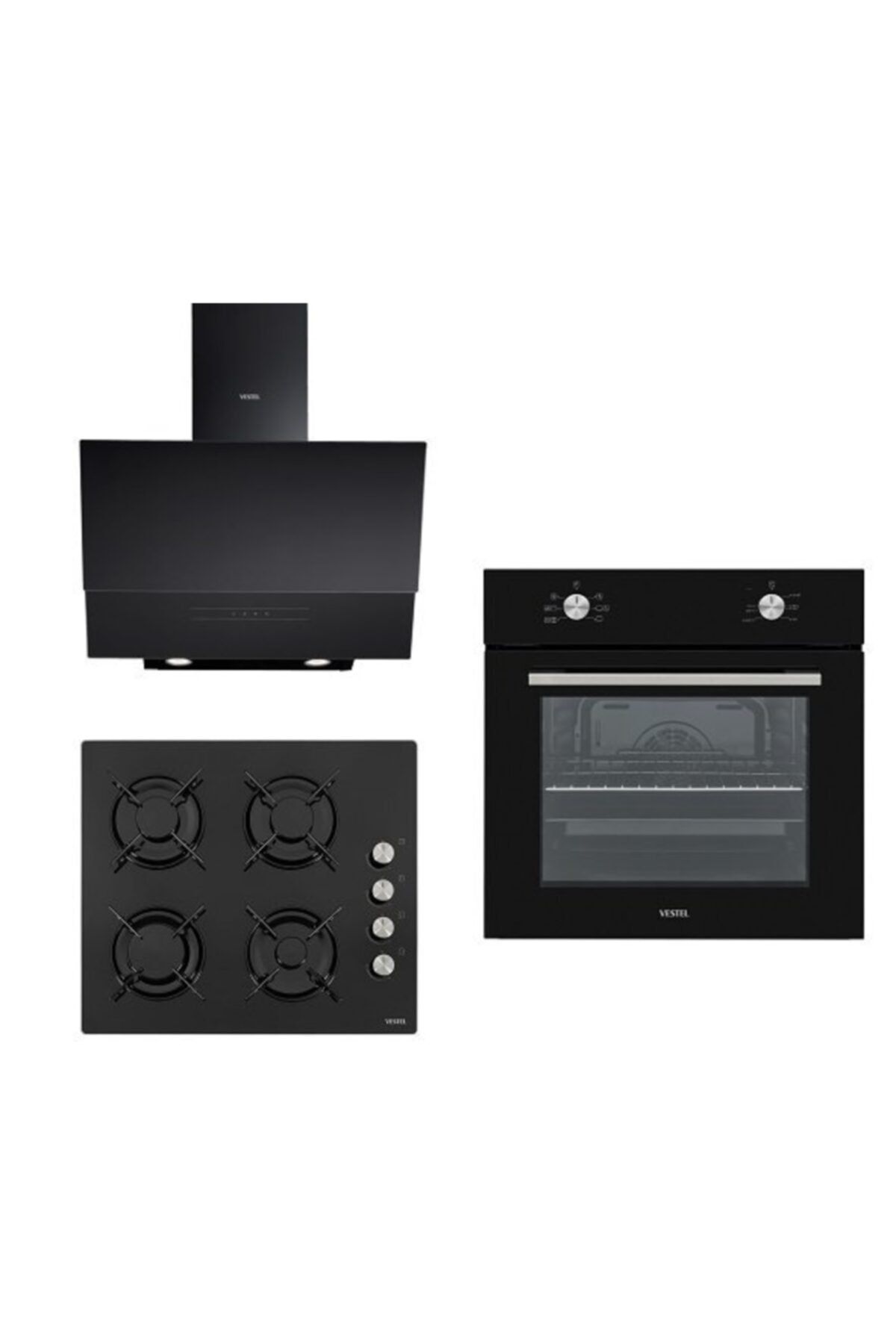 Vestel Siyah Ankastre Set 35  Ad-6331 S - Ao-6104 Ys - Af-5661 Ys