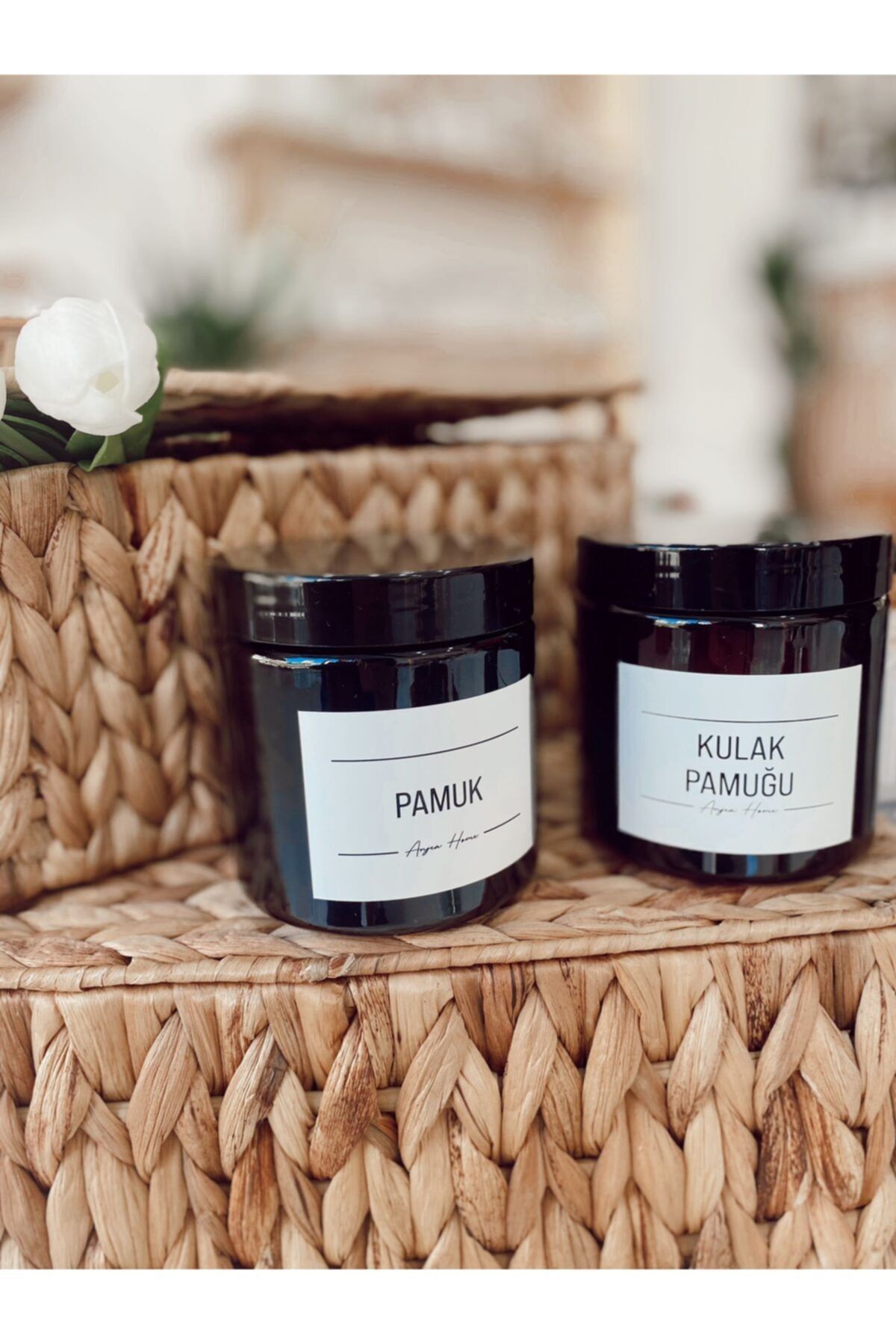 ANJEAHOME 2'li Set Amber Plastik Pamuk Ve Kulak Pamuğu ( 500 Ml )