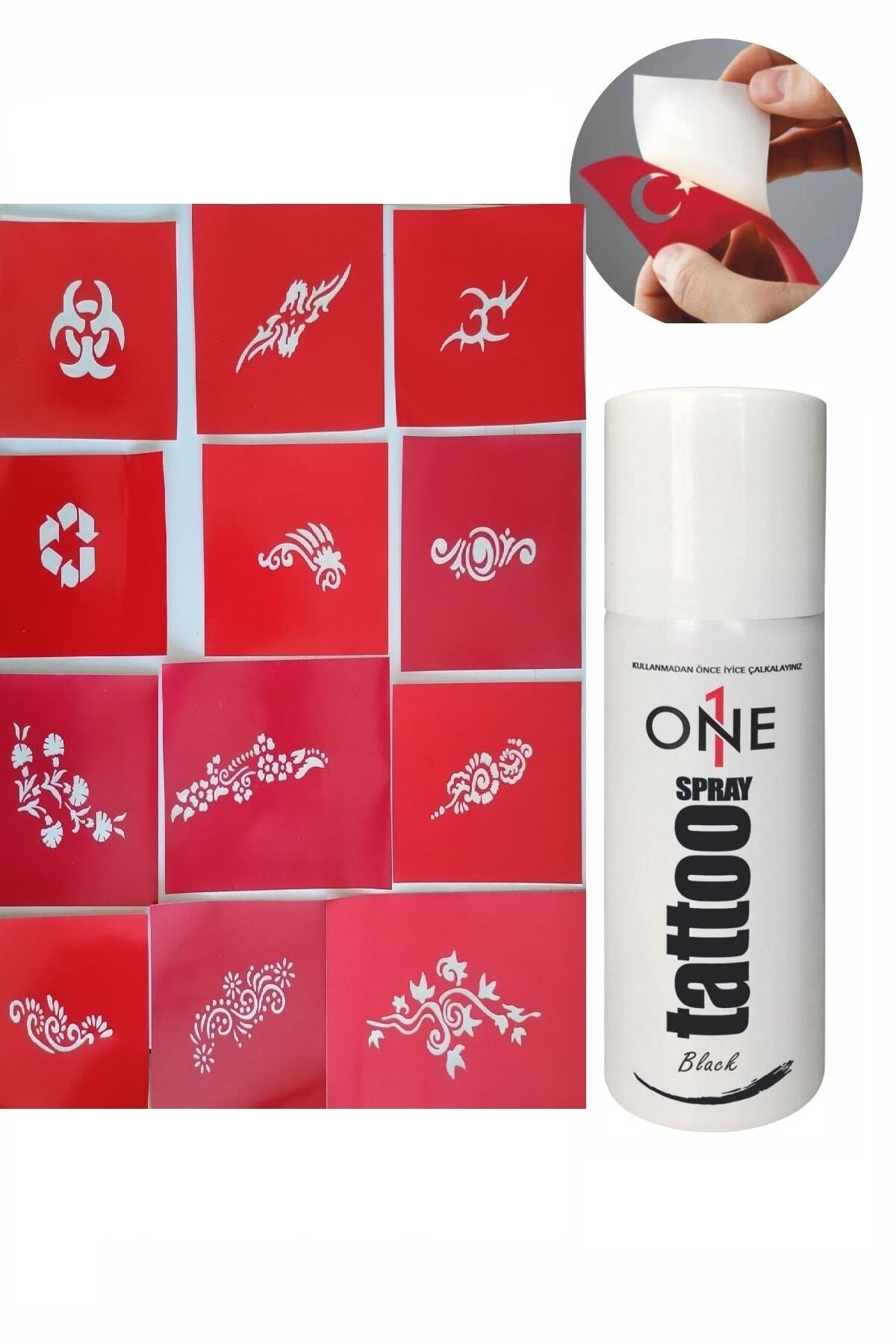 ONE SPRAY TATTOO Evde Geçici Dövme Yapma Seti Siyah Spreyli Model10