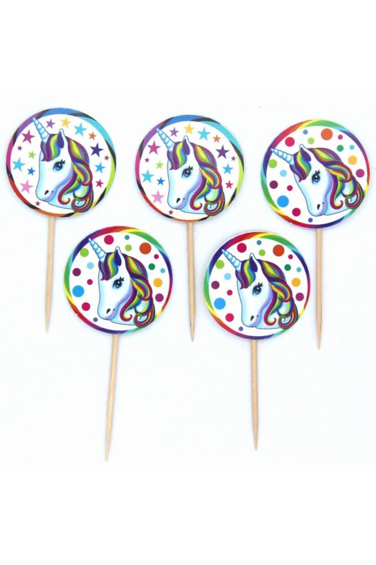 Simbastore Rengarenk Unicorn Temalı Süslemeli Parti Kürdan Süsü 20 Adet