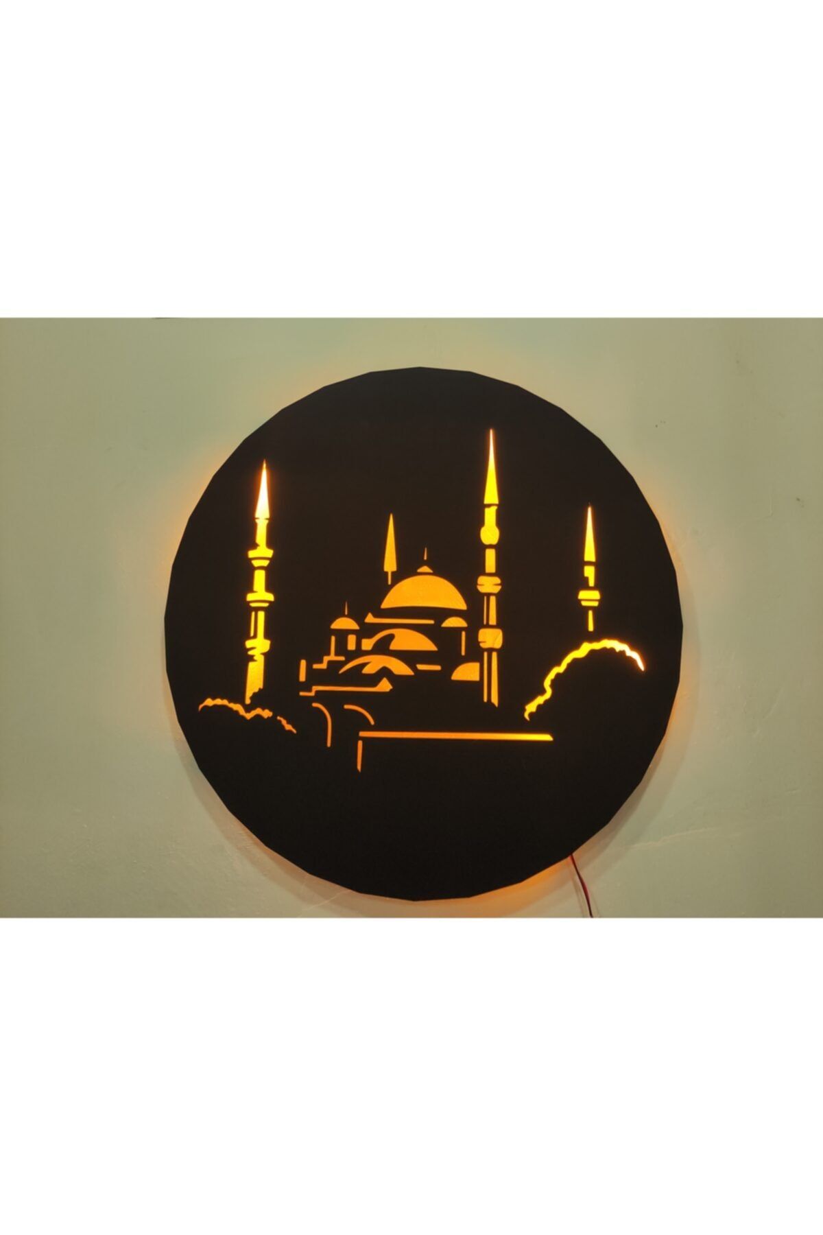 hediyerehberim Ledli Işıklı Cami Tablosu Mdf 50x50