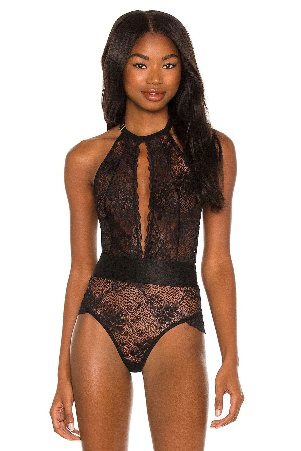 Gloven Dias Yüksek Kalite Siyah Dantelli Bodysuit
