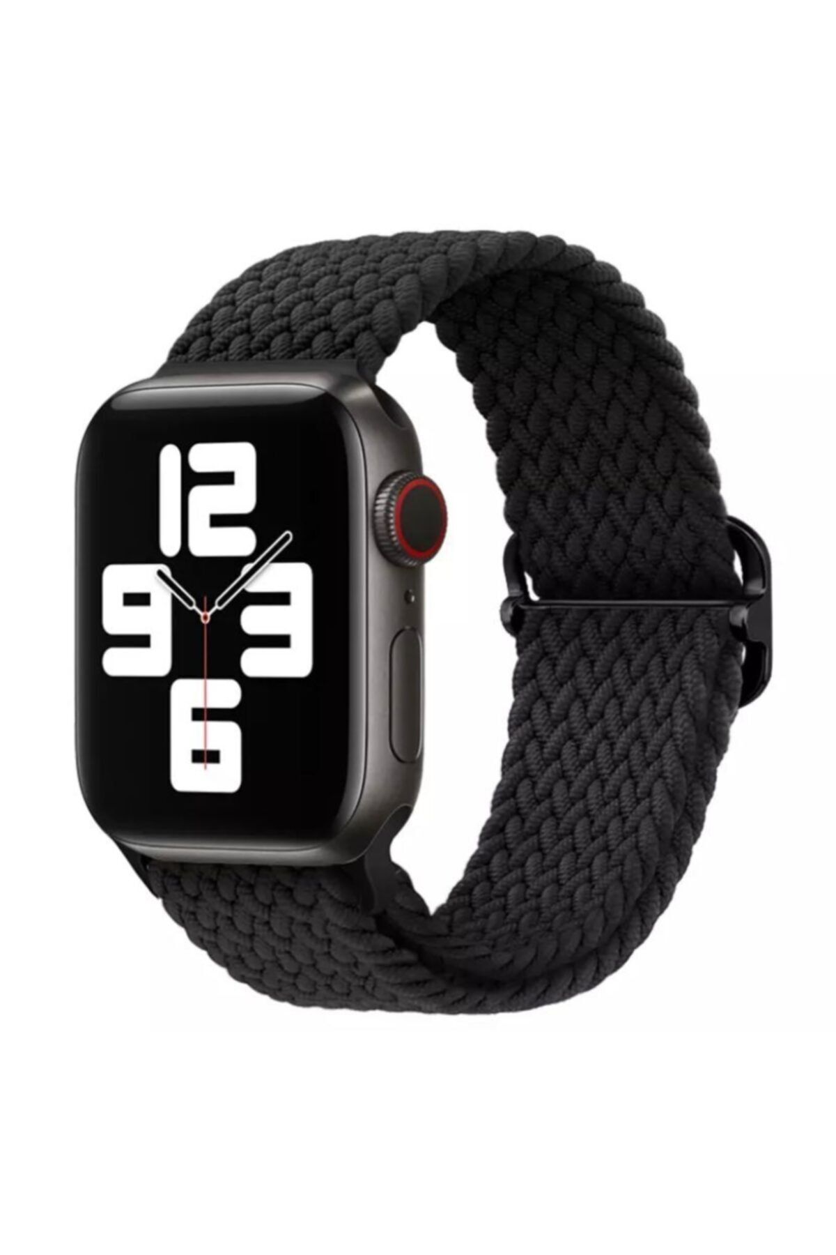 Hayal Kılıf Siyah Apple Watch 1-2-3-4-5-6-7-se Uyumlu Ayarlanabilir Örgü Solo Kordon 42-44-45mm