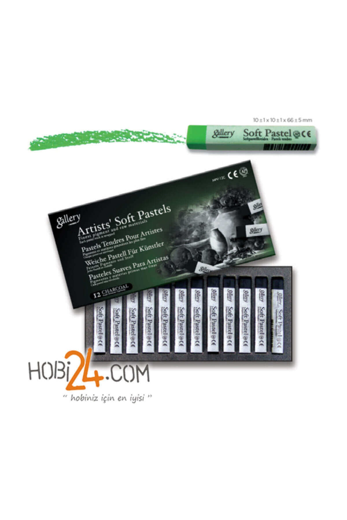 Mungyo Gallery 1/1 Kuru Pastel 12'li Charcoal 39361