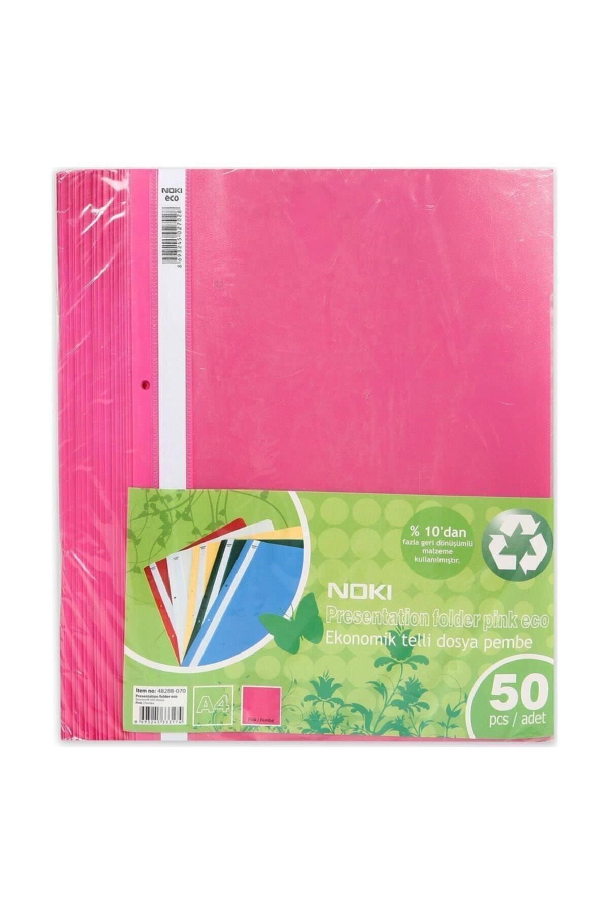 Noki Telli Dosya Plastik Ekonomik A4 Koyu Pembe (1 Paket 50 Adet)