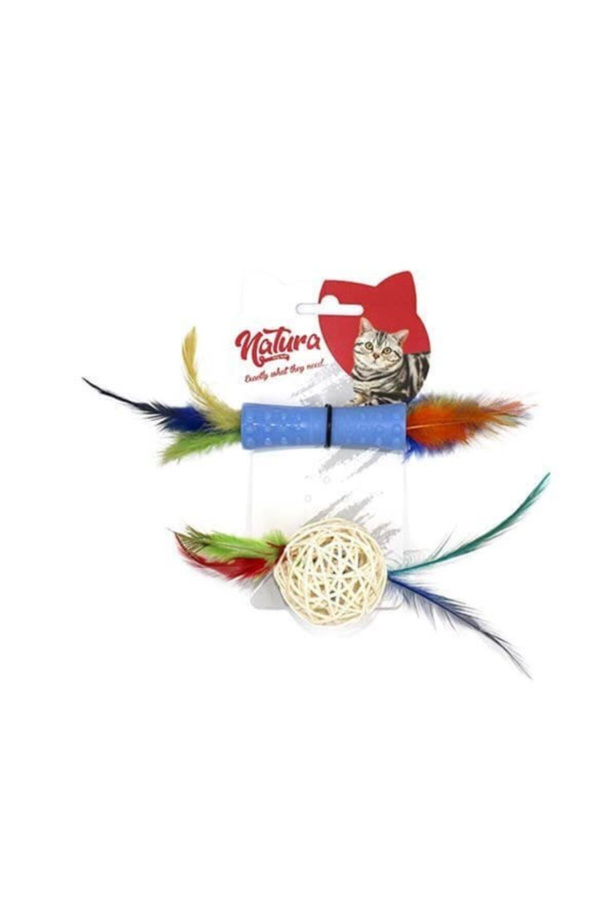 natura Plastik Ve Bambu Top Ikili Kedi Diş Kaşıma Oyuncağı