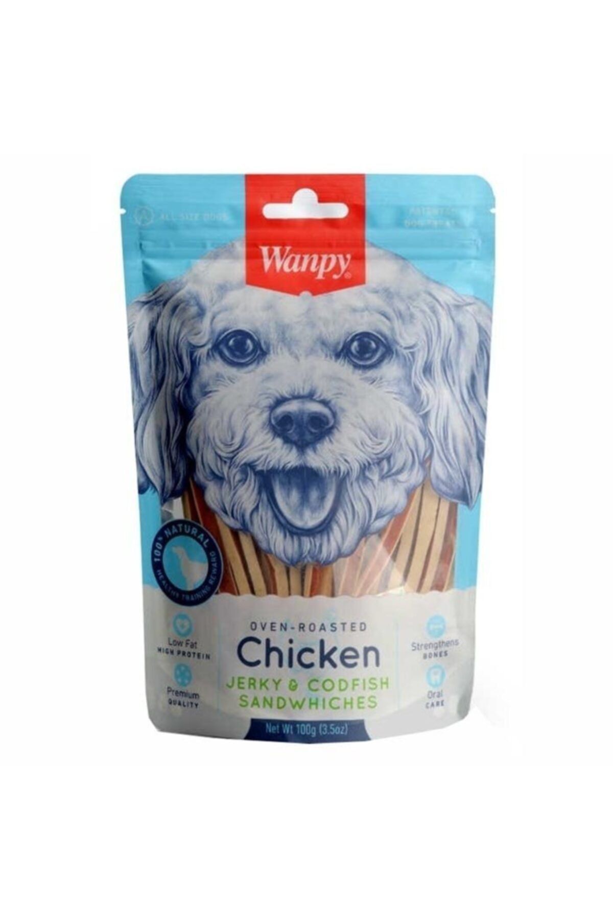 Wanpy Wampy Oven Roasted Tavuklu Morina Balıklı Sandviç 100 gr Köpek Ödülü