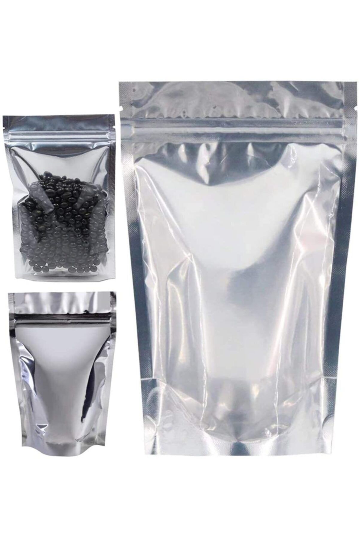 Muyaz Şeffaf Metalize Kilitli Poşet 250 Gr 13x22 Cm 50 Adet Aç-kapa Kilitli Oturan Doypack