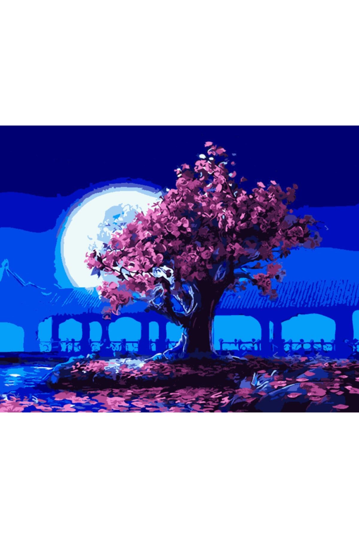 RAMAZANNAKİSVEHOBİ Sayılarla Boyama Çerçeveli Numaralı Akrilik Boya Seti Baharda Dolunay 40x50 Cm