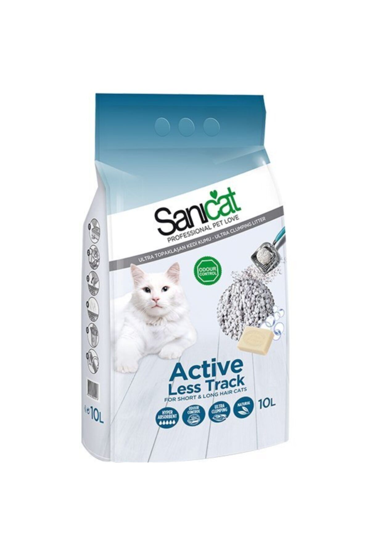 Sanicat Aktif Dezanfektan Kalın Taneli Doğal Kedi Kumu 10 lt.