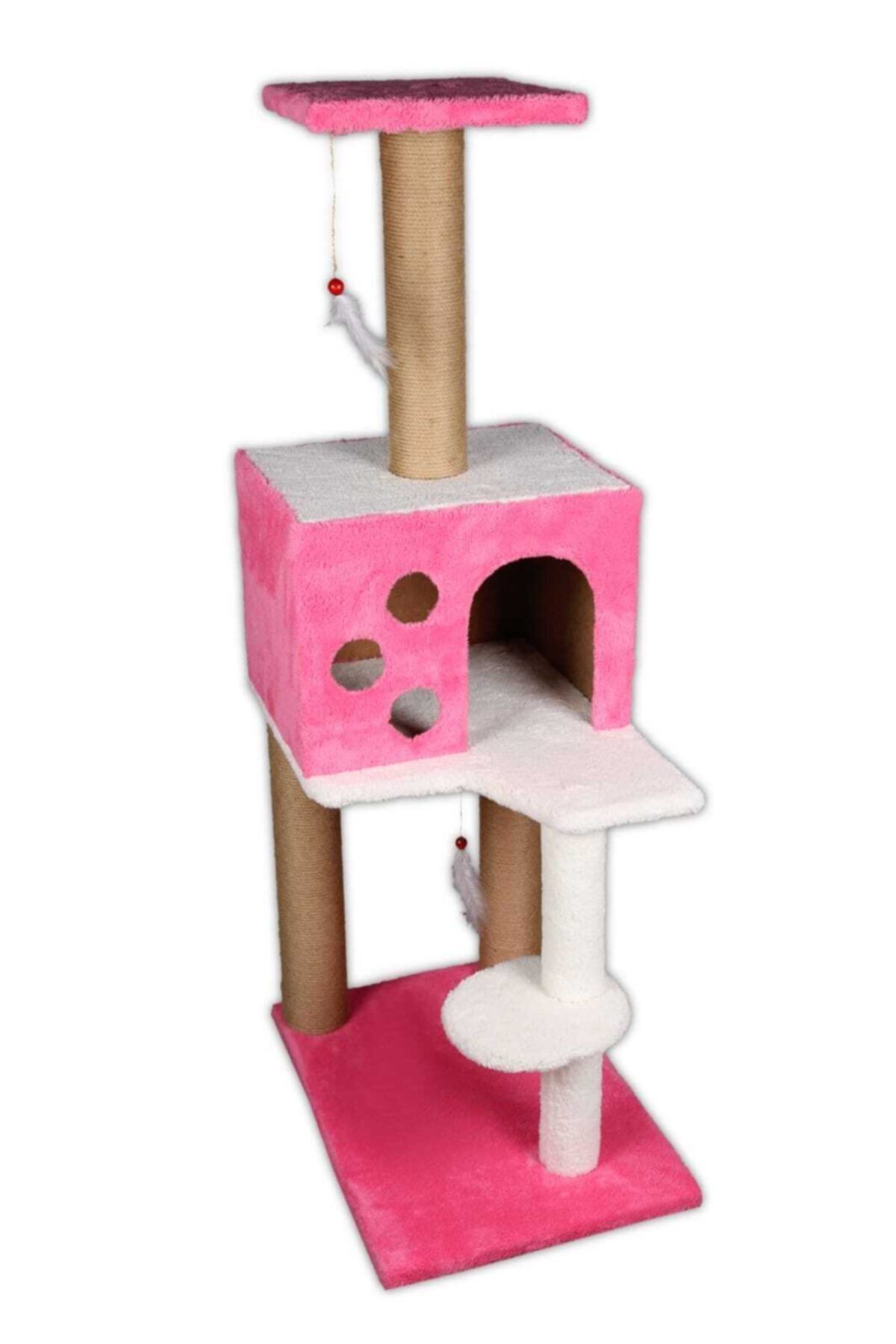 cathauses Kedi Tırmalama, Kedi Tırmalama Evi, Kedi Tırmalama Platformu, Peluş Kumaş, Pembe