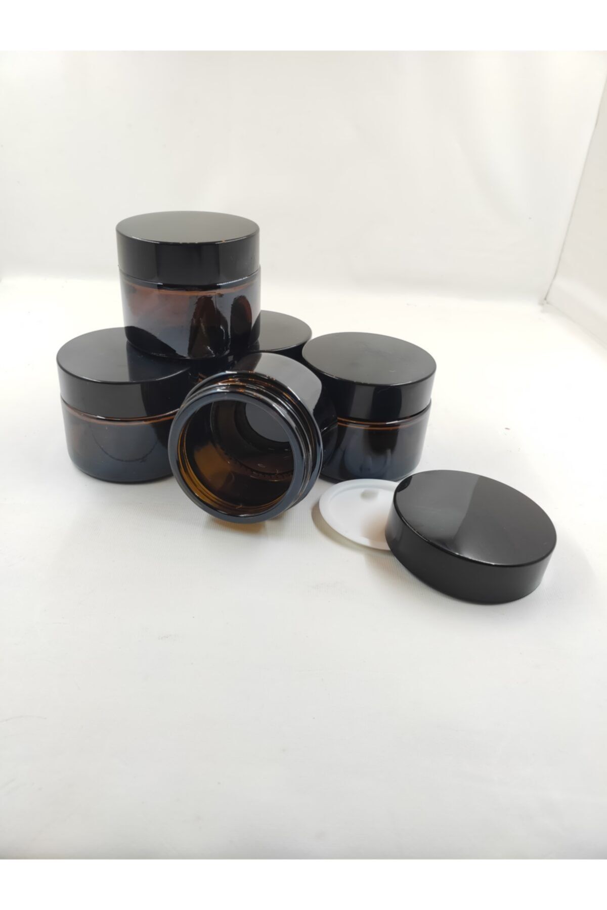 TRİADDESİGNART Kehribar (amber) Iç Koruma Kapaklı Kavanoz 50ml, 10 Adet