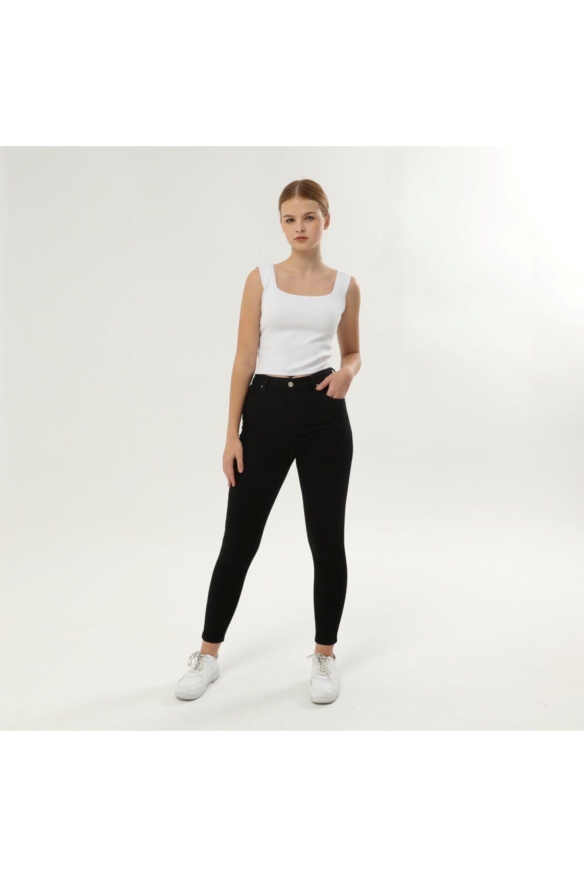 My Jeans Siyah Yüksek Bel Toparlayıcı Solmaz Kadın Kot Pantolon