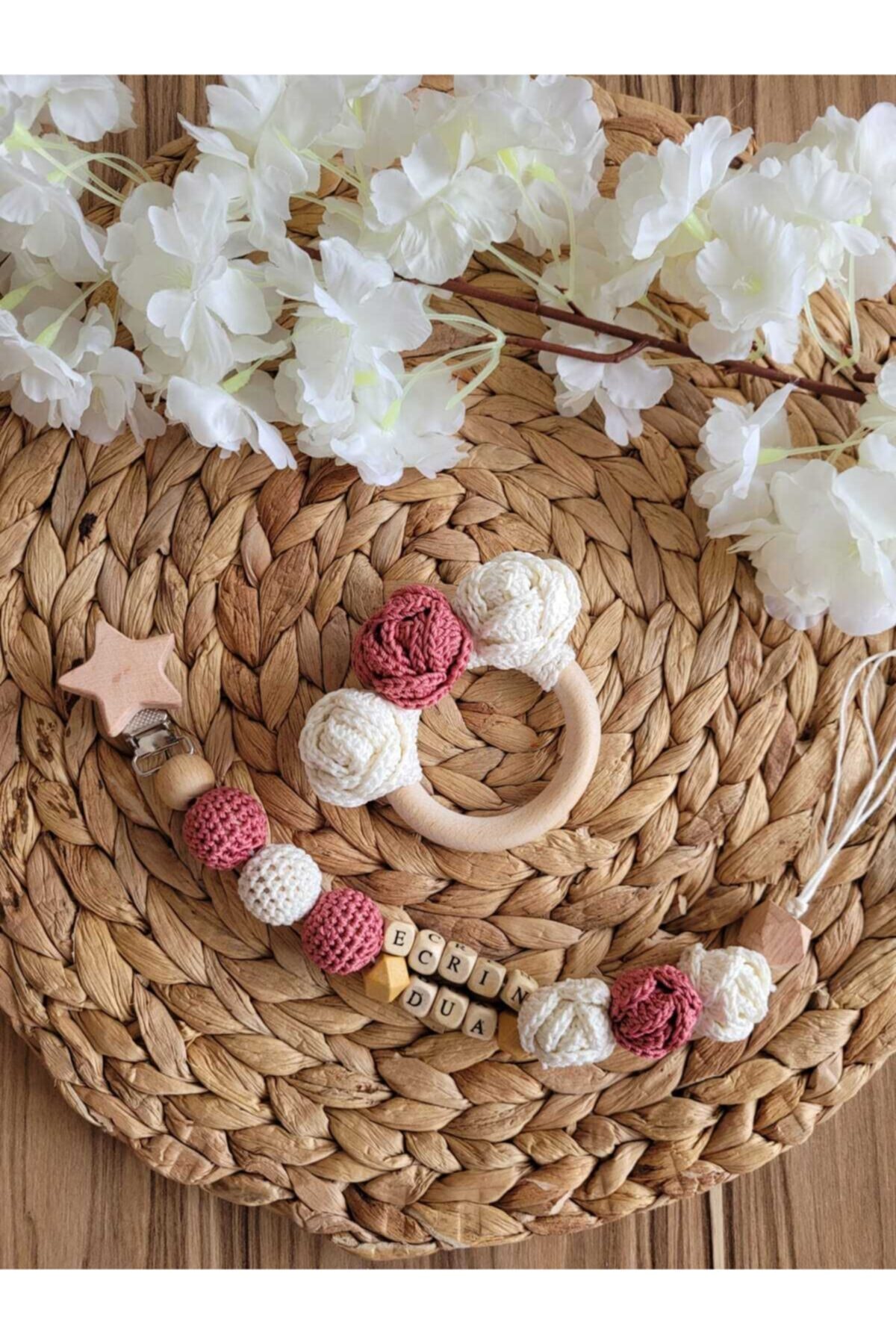 Karudesignn Amigurumi Diş Kaşıyıcı Ve Emzik Zinciri/askısı Set Organik Oyuncak