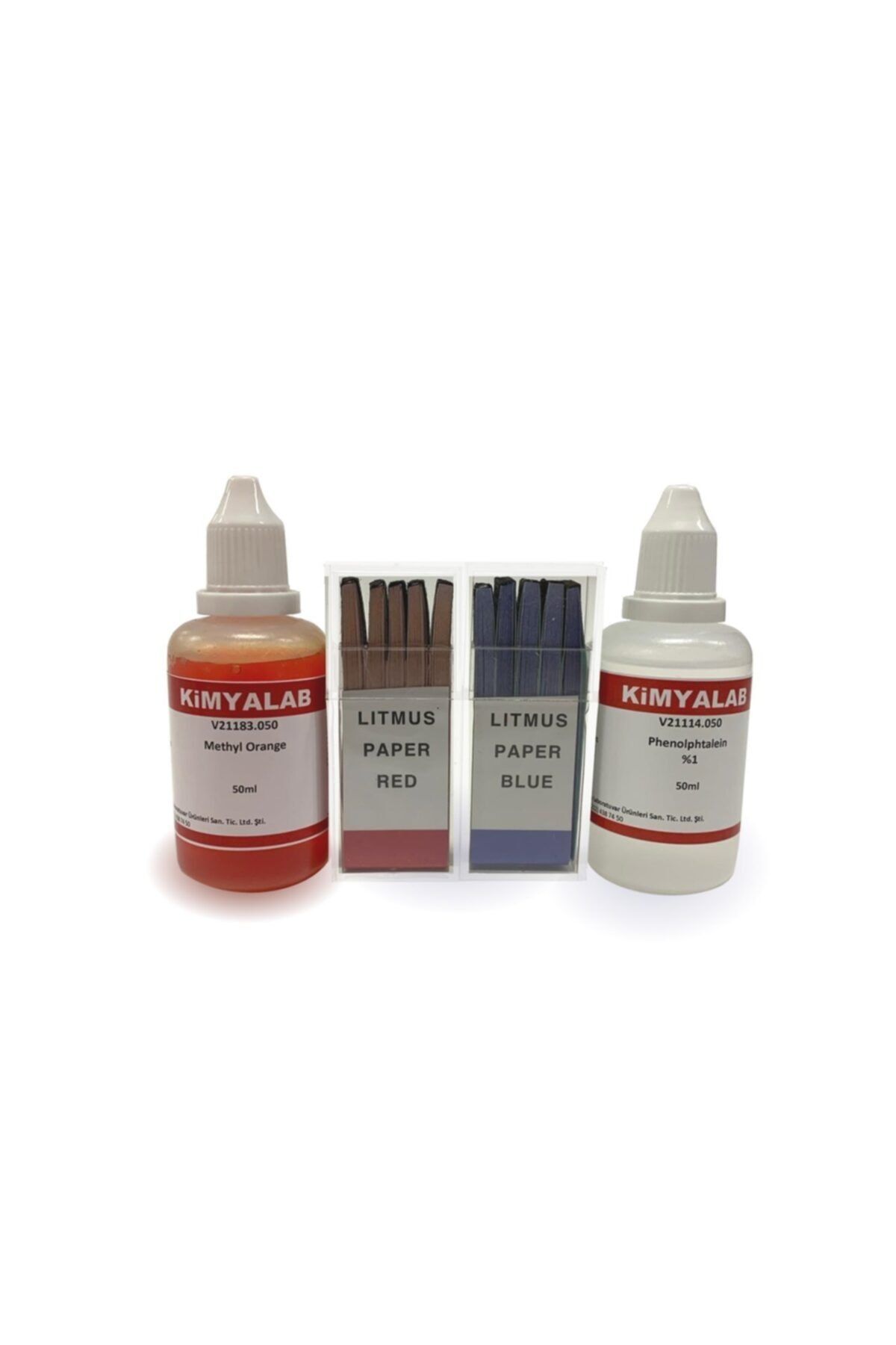 KimyaLab Ph Test Kiti (metil Oranj+fenolftalein+turnusol Kağıdı Mavi+kırmızı)