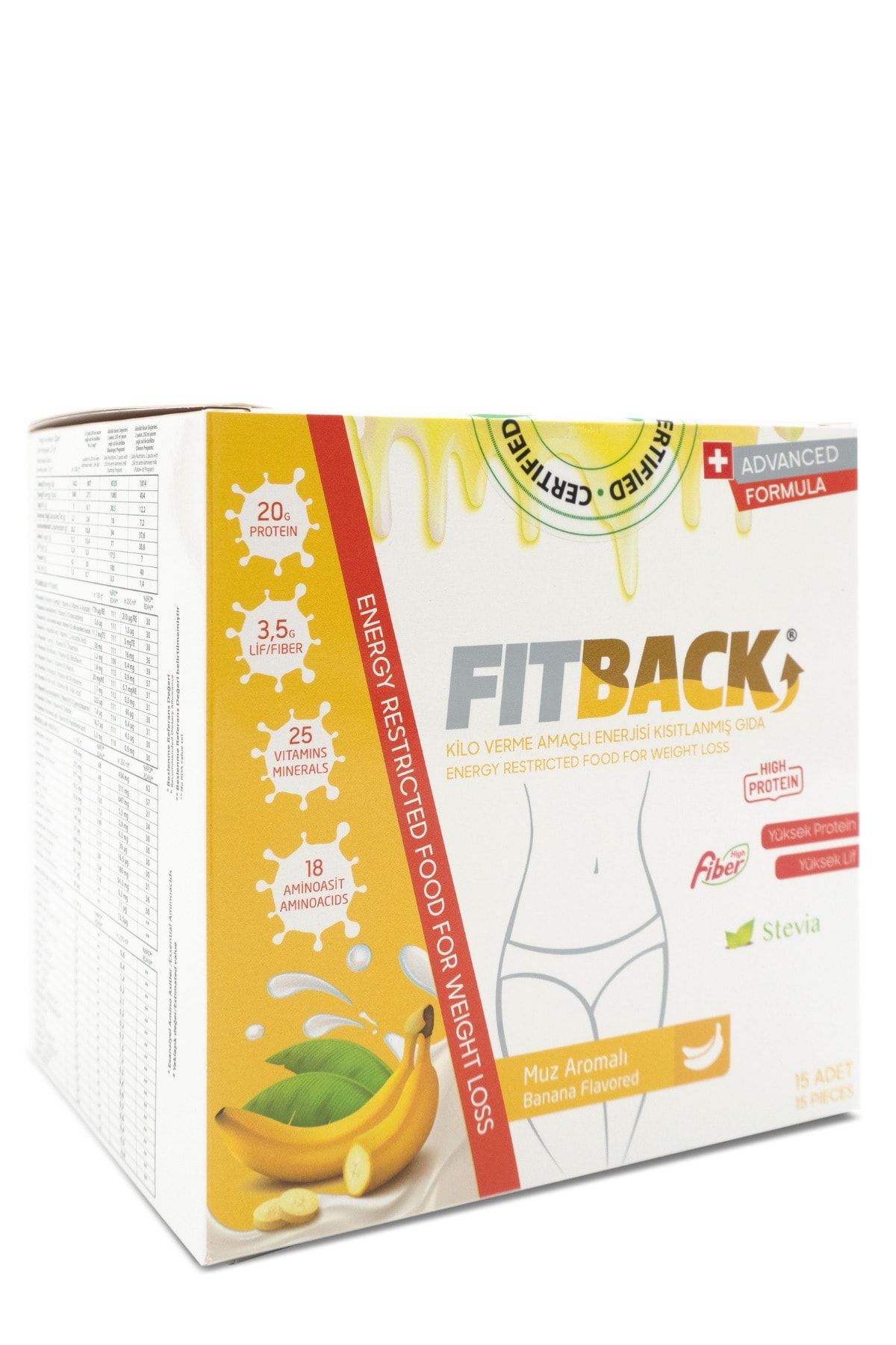 Fitback Muz Aromalı | Zayıflama Amaçlı Gıda 15 Öğün