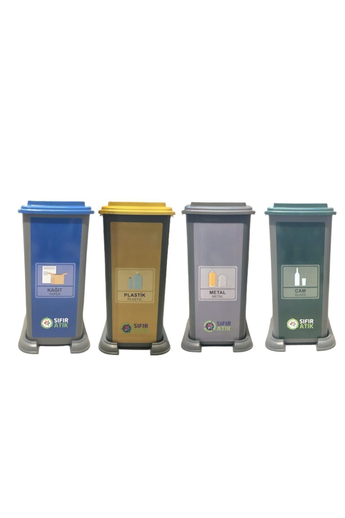 dilekstores Sıfır Atık Geri Dönüşüm Atık Kutusu 4'lü Set-70 Lt Kargo Dahil