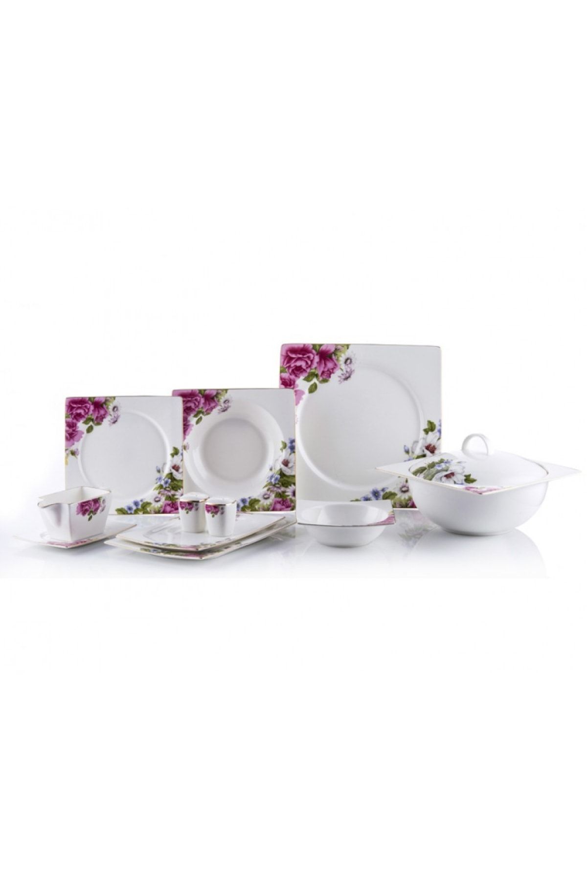 Porio Fiorenza 74 Parça Bonechina Kare Ara Servisli Y.tk