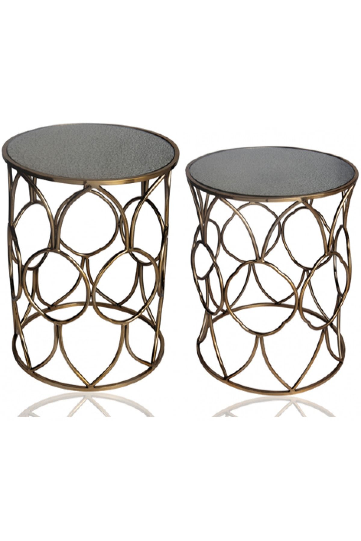 Porio Gregory Brass 2li Sehpa Seti 45x45x55 Cm