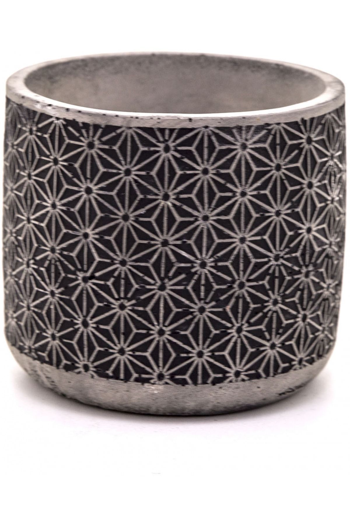 VeraMaya Yıldız Desenli Siyah Beton Saksı 14x12,5 Cm