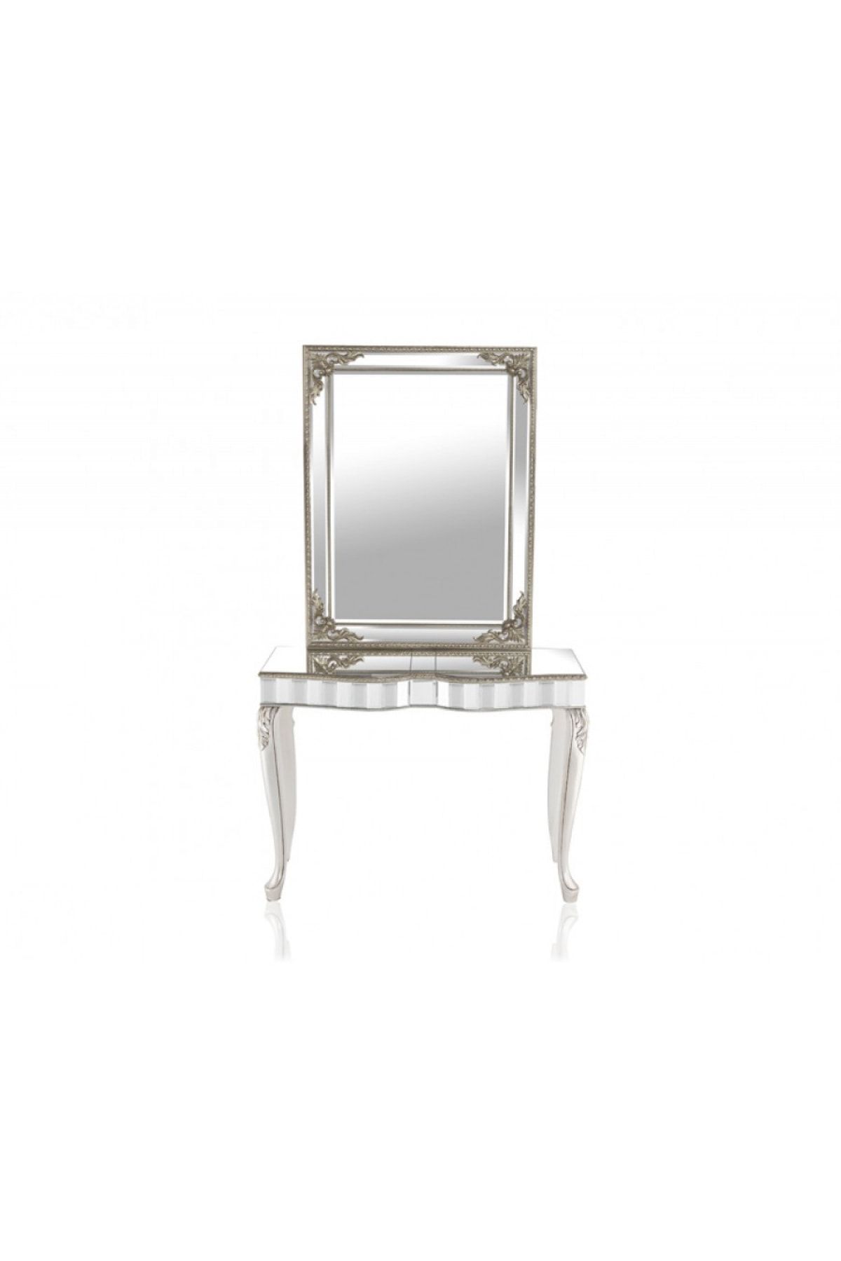 Porio Pescara Silver Dresuar Ayna Seti 110x88x40 cm