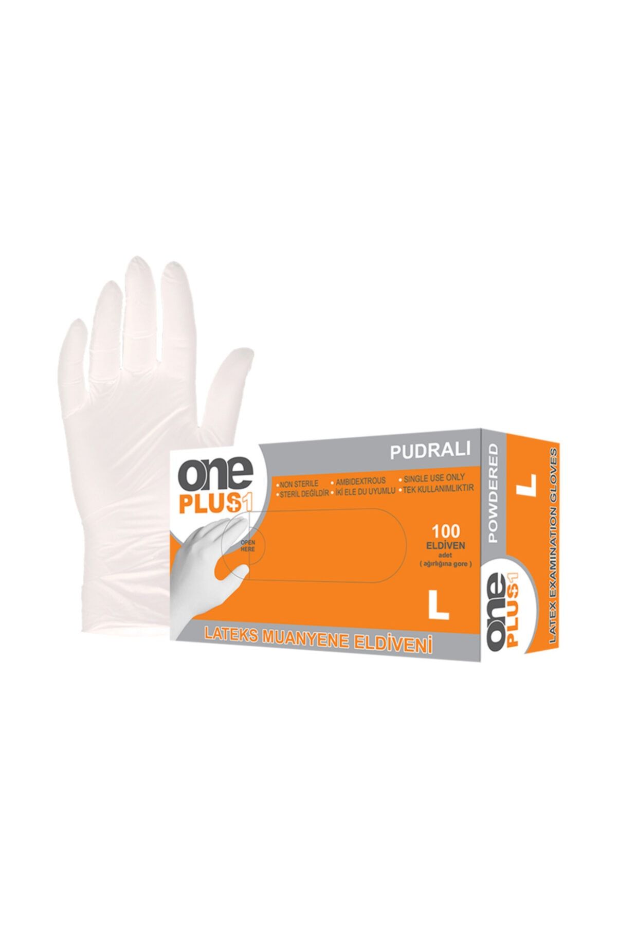 One Plus1 Pudralı Lateks Eldiven Large