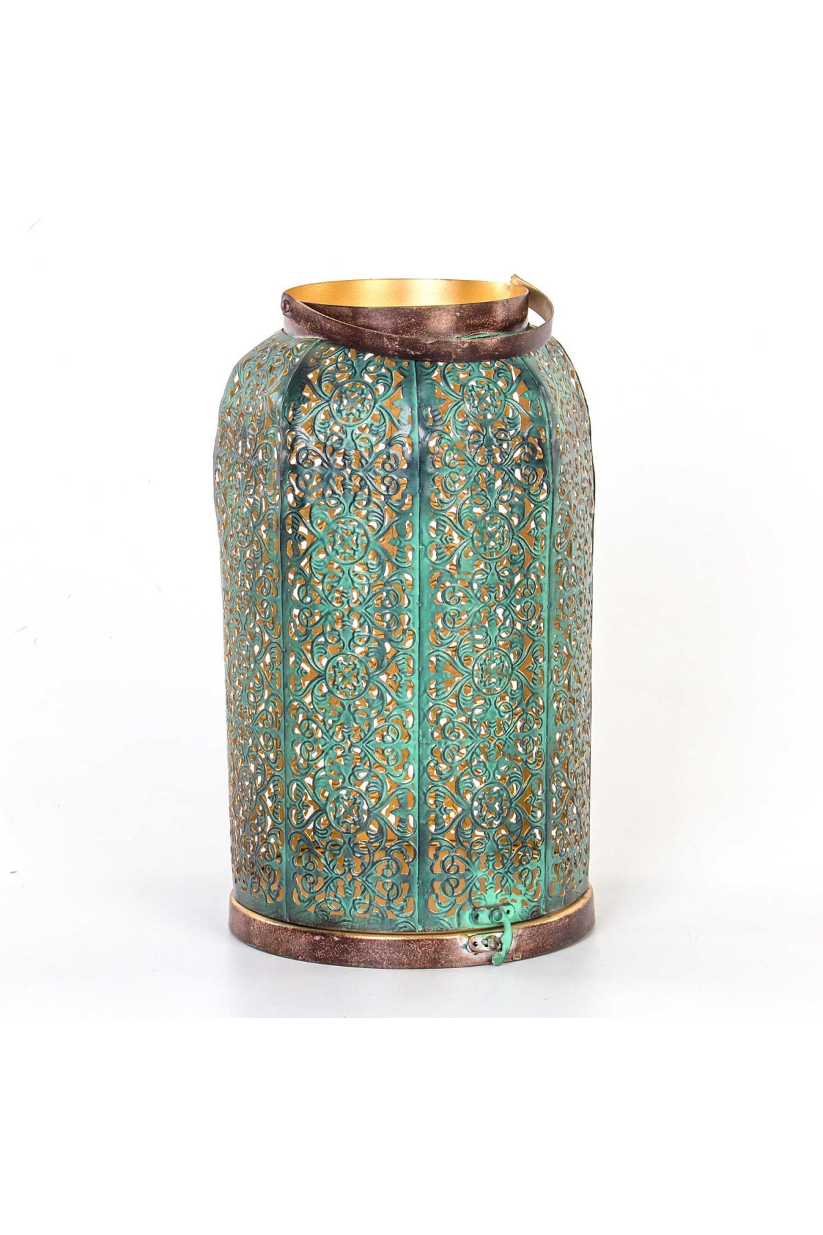Euro Flora Yeşilkahve Mumluk Fener Metal21x37 Cm