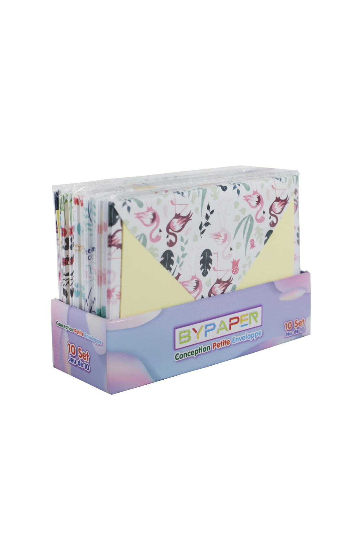 ByPaper Desenli Mini Zarf + Mektup Kağıdı (50 Adet - Kutulu) Kapak Yapışkanlı