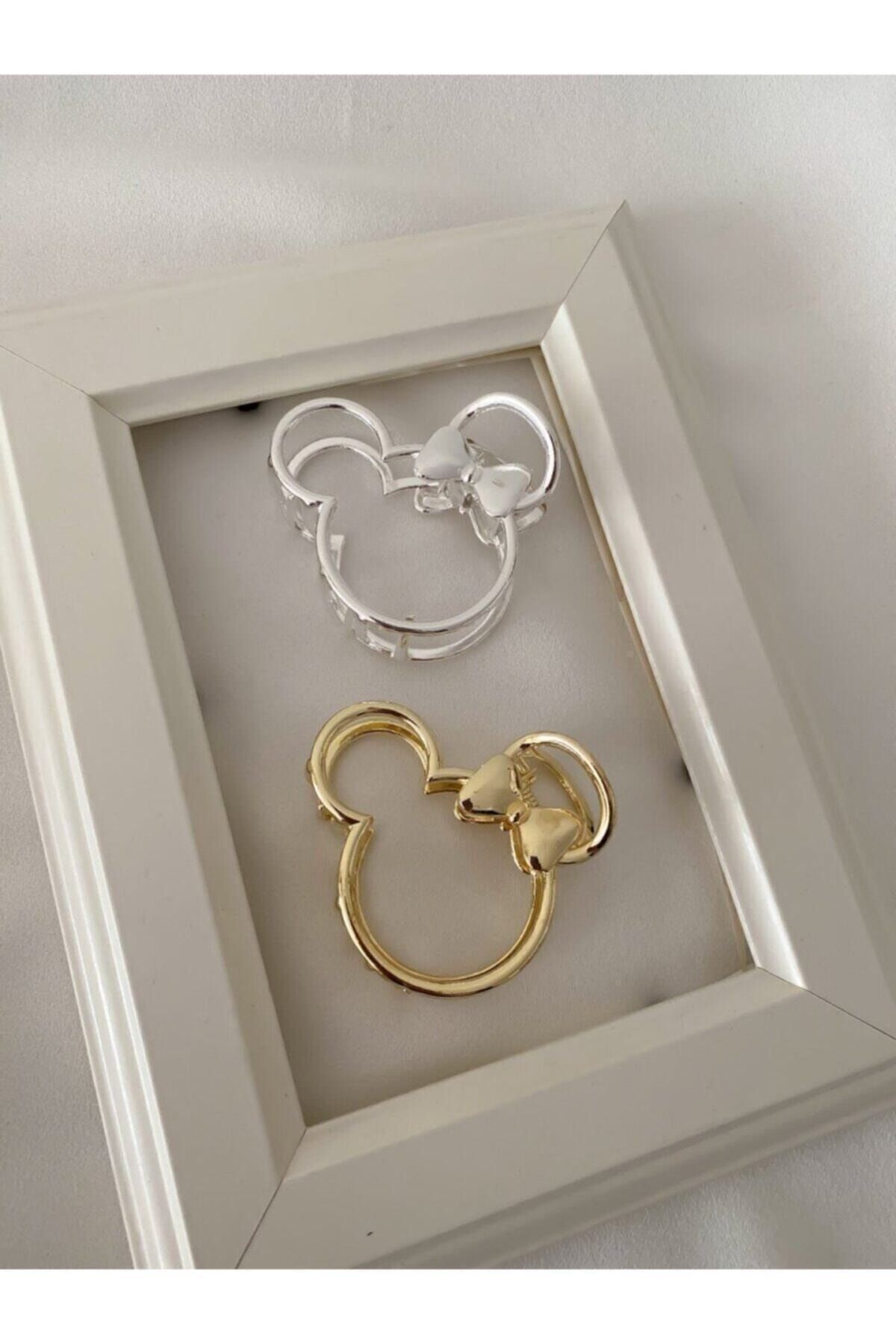 moonnisantasi Küçük Boy Gümüş Ve Gold Renk Mickey Mouse Mandal Toka