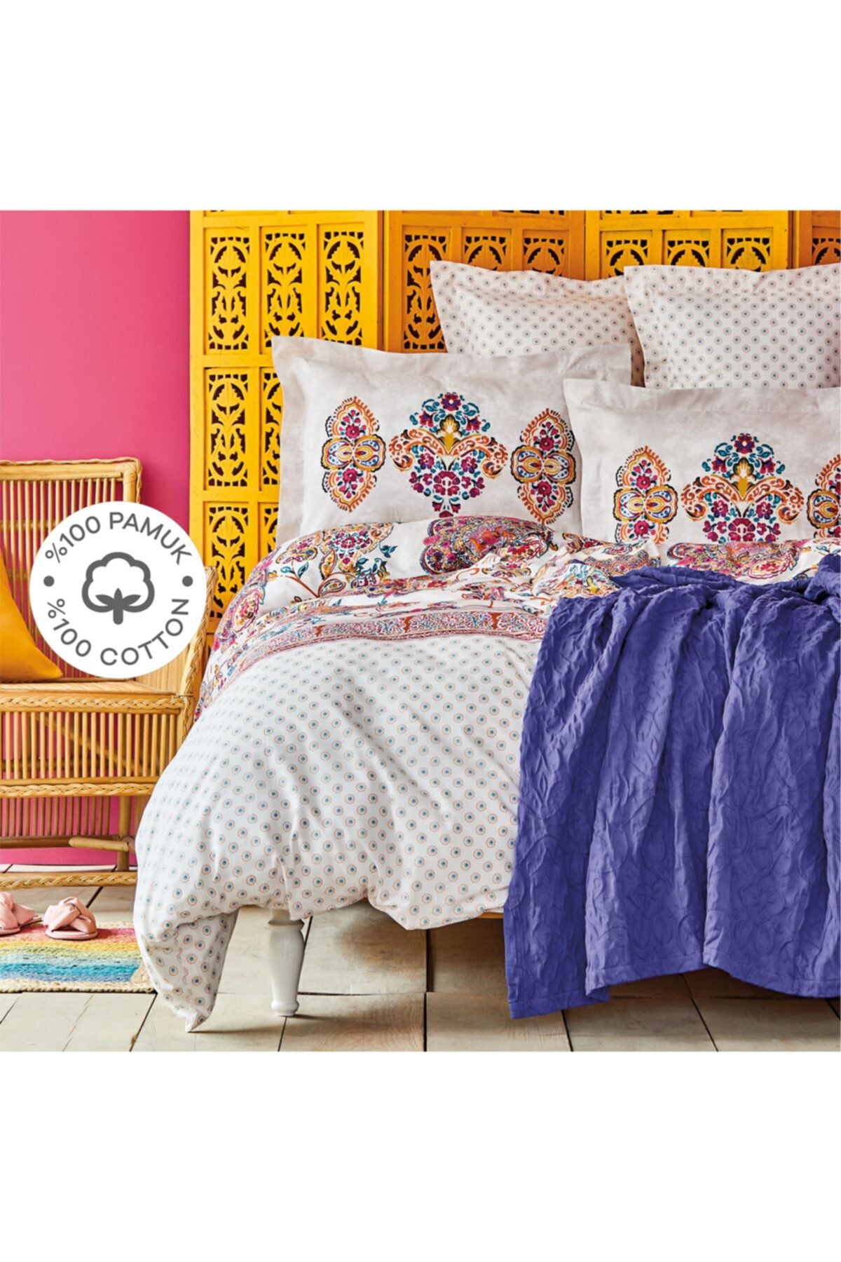 Karaca Home Morela Pembe %100 Pamuk King Size Nevresim Takımı