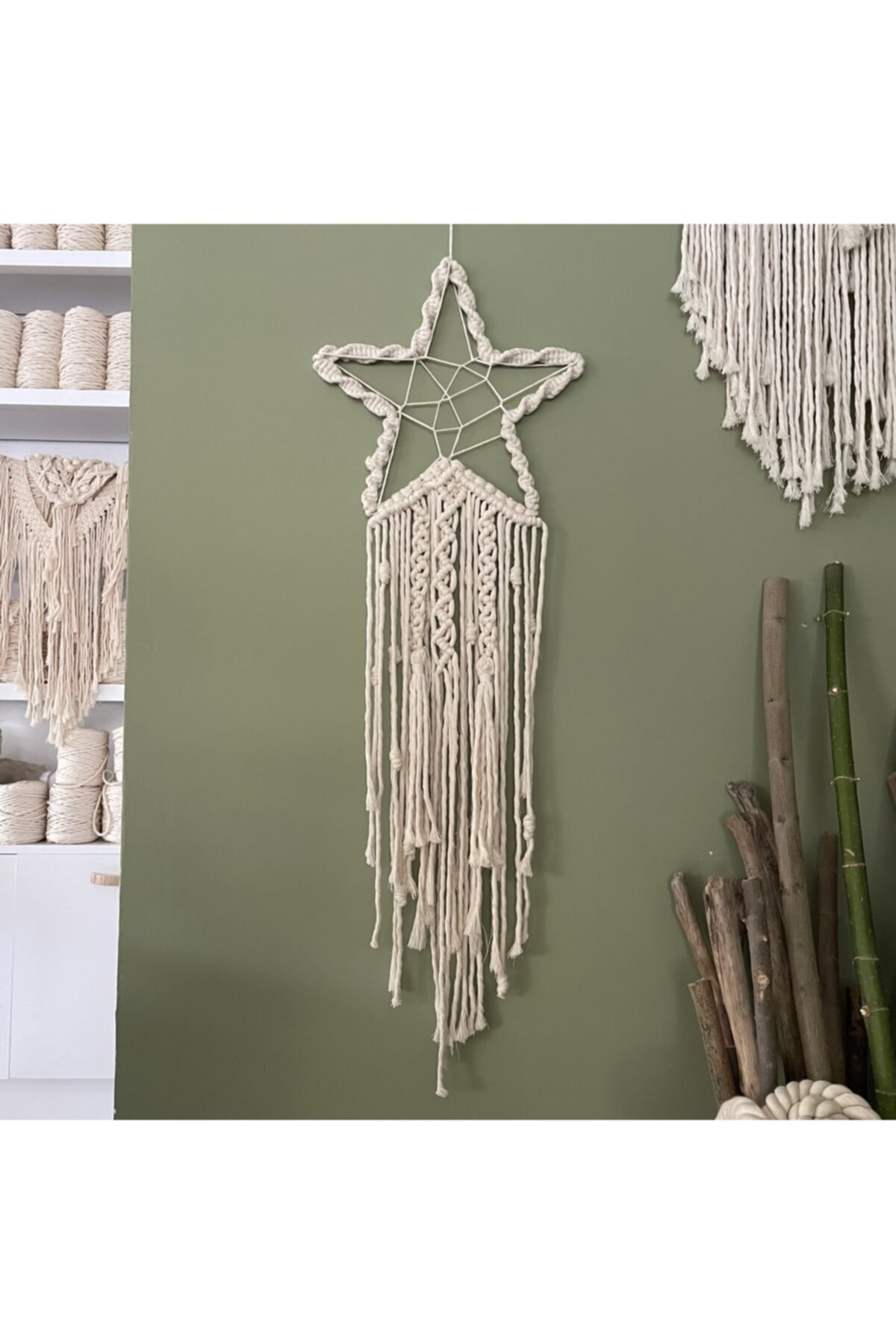 Atelier Boho Chic Makrome Büyük Yıldız Duvar Dekoru