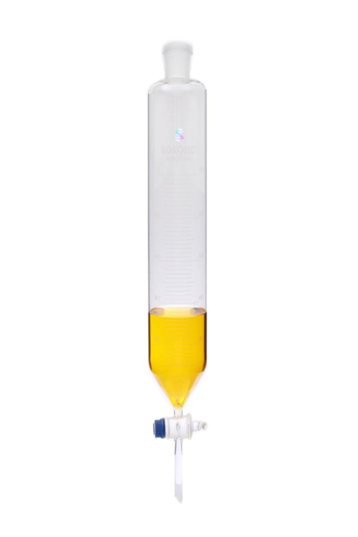 Borosil Silindirik Cam Ayırma Hunisi 1000 ml -dereceli - Cam Musluklu Ikat - Şilif:29/32