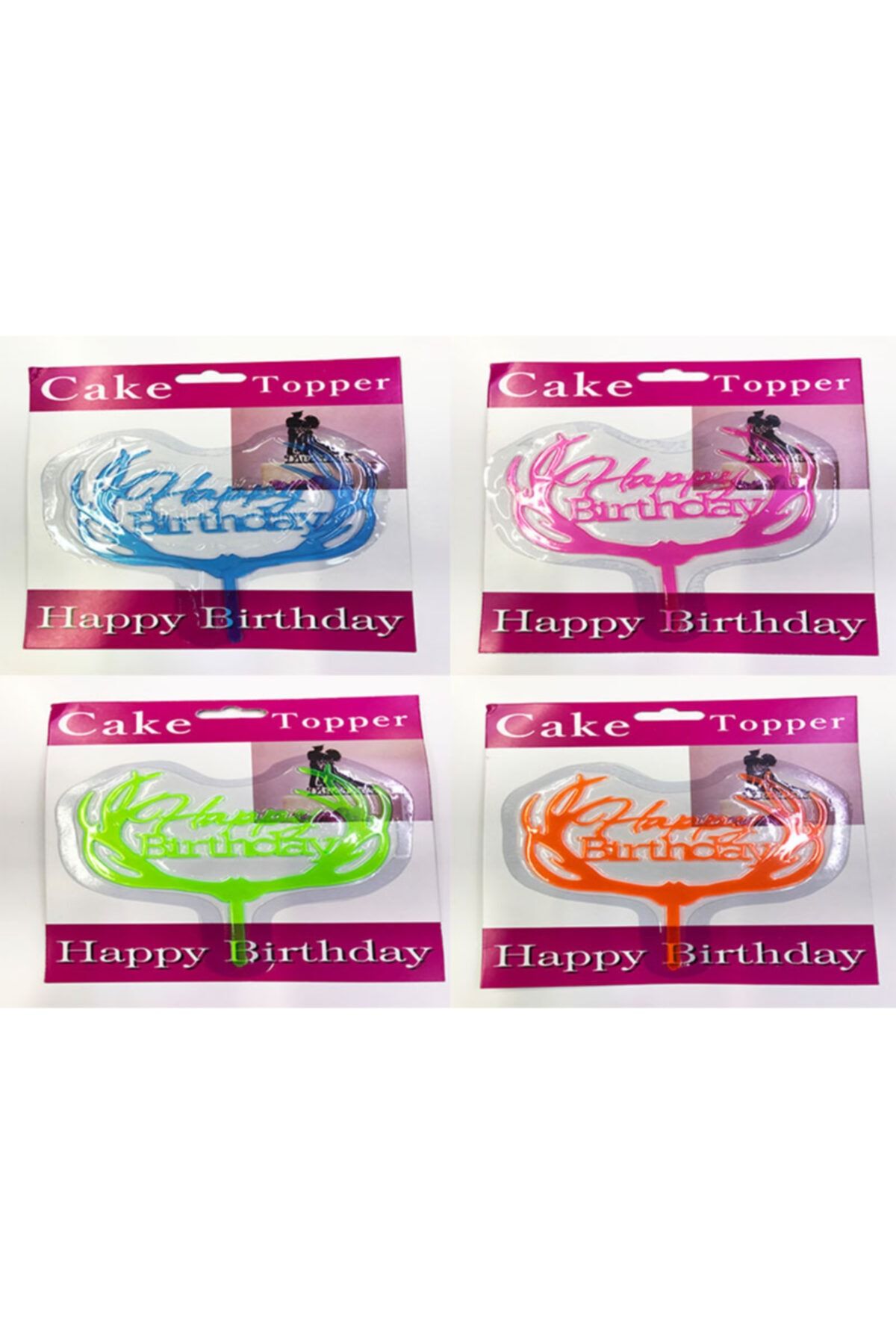 Samur Happy Birthday Dallı Cake Topper 4 Adet