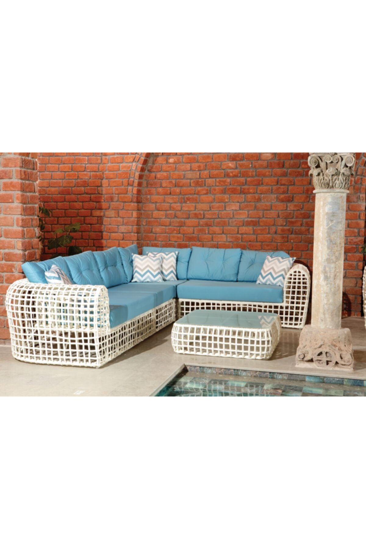 MASSTAŞ Snowy Rattan Köşe Bahçe Oturma Takımı