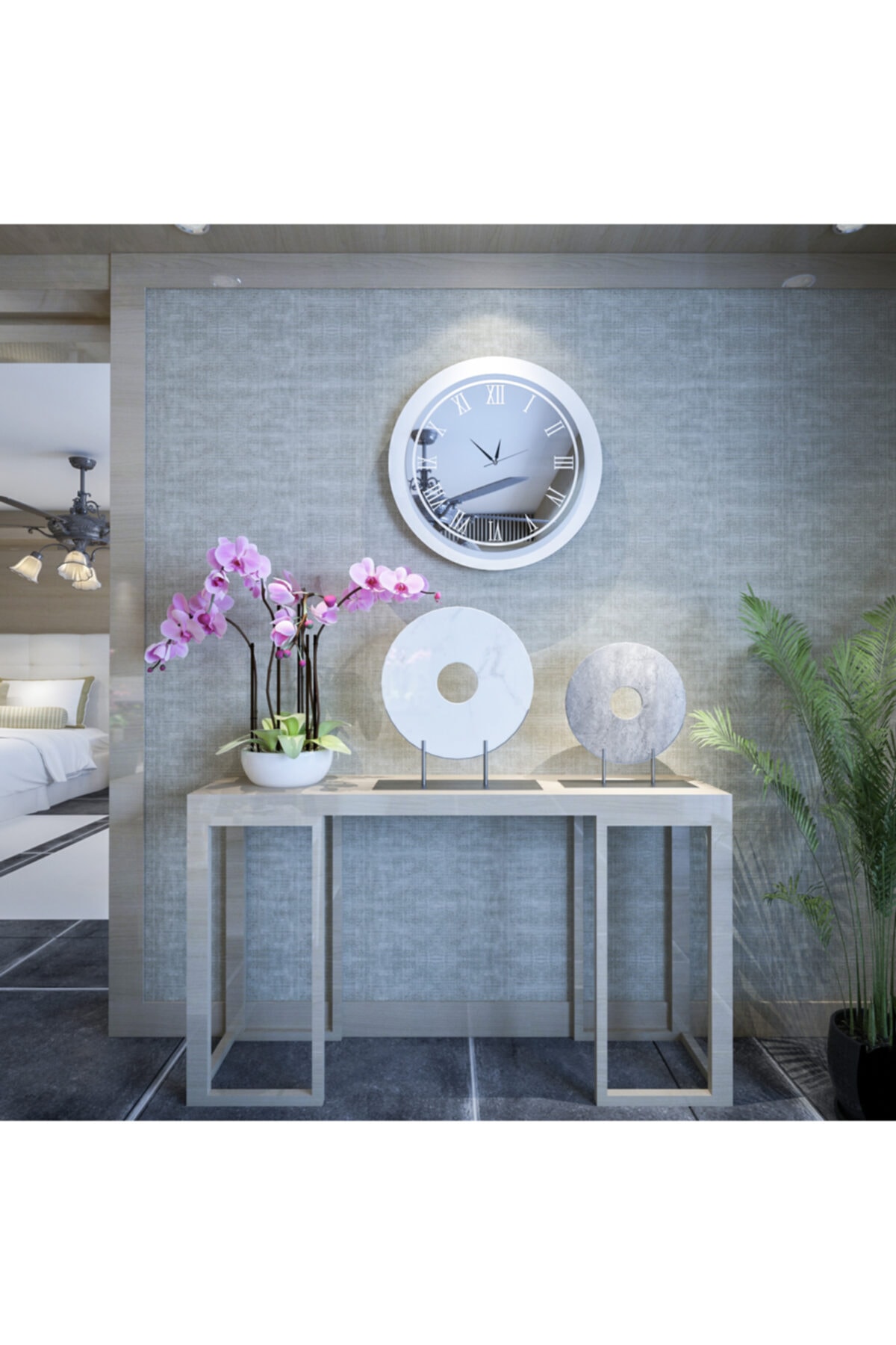 Camexstore Camex Modern Tasarım Beyaz Roma Rakamlı Duvar Saati