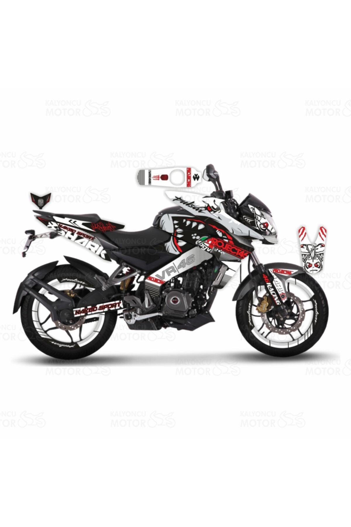 monero Bajaj Pulsar 200 Ns Rossi Sticker Set Beyaz