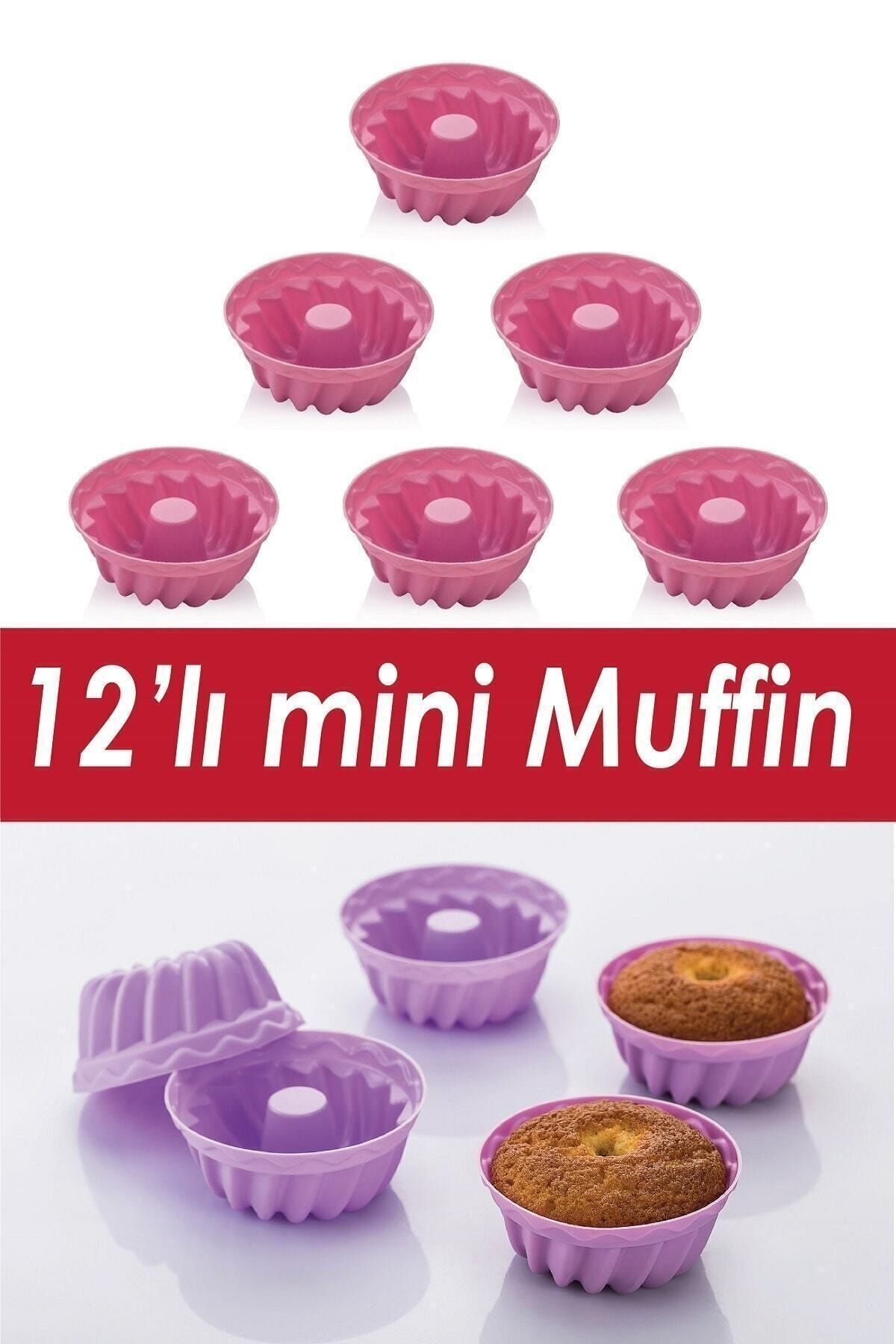 KuzenHome 12' Li Silikon Renkli Muffin Kek Kalıbı