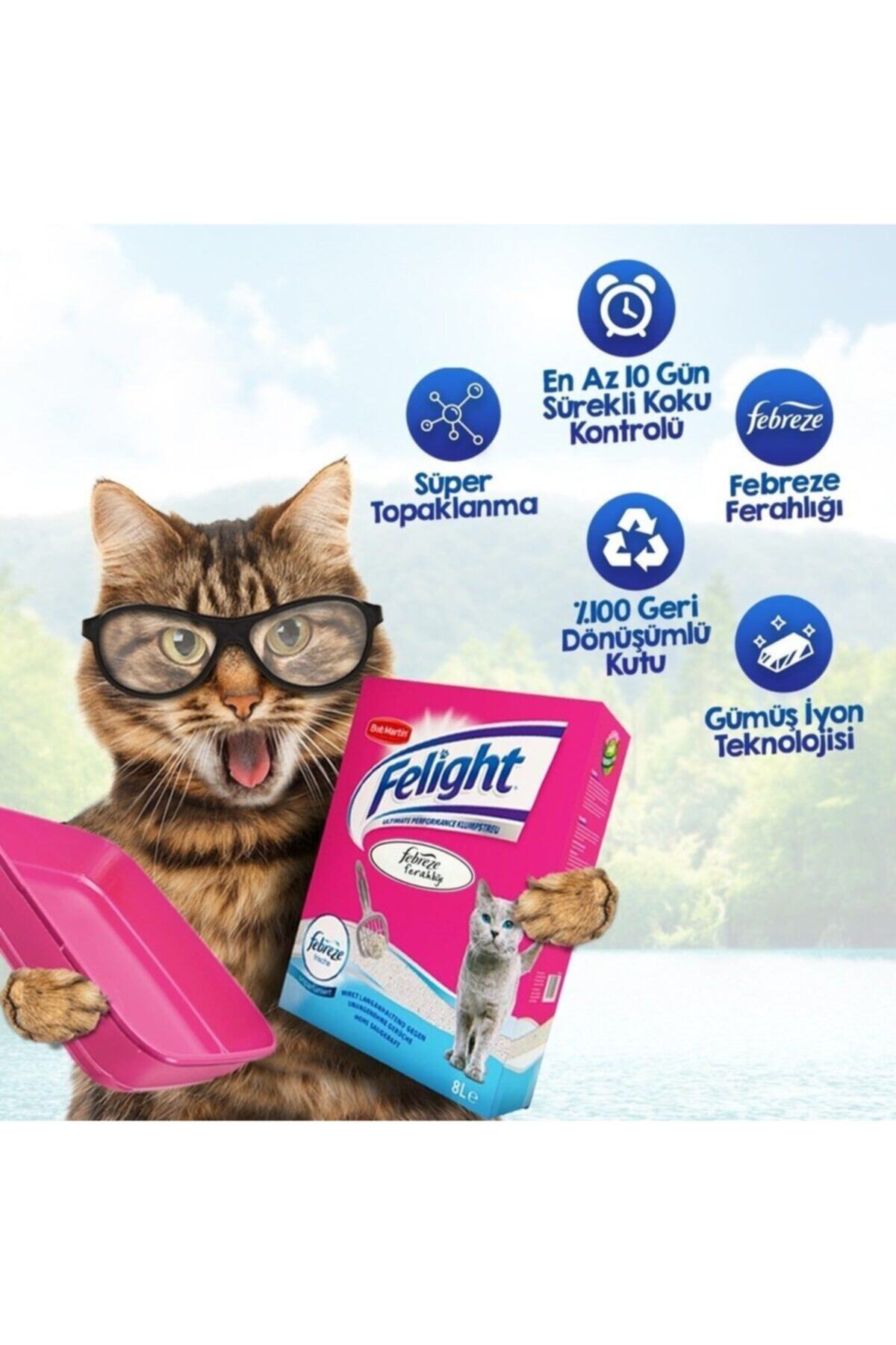 Felight Febreze Süper Beyaz Bentonit Topaklanan Kedi Kumu 6lt