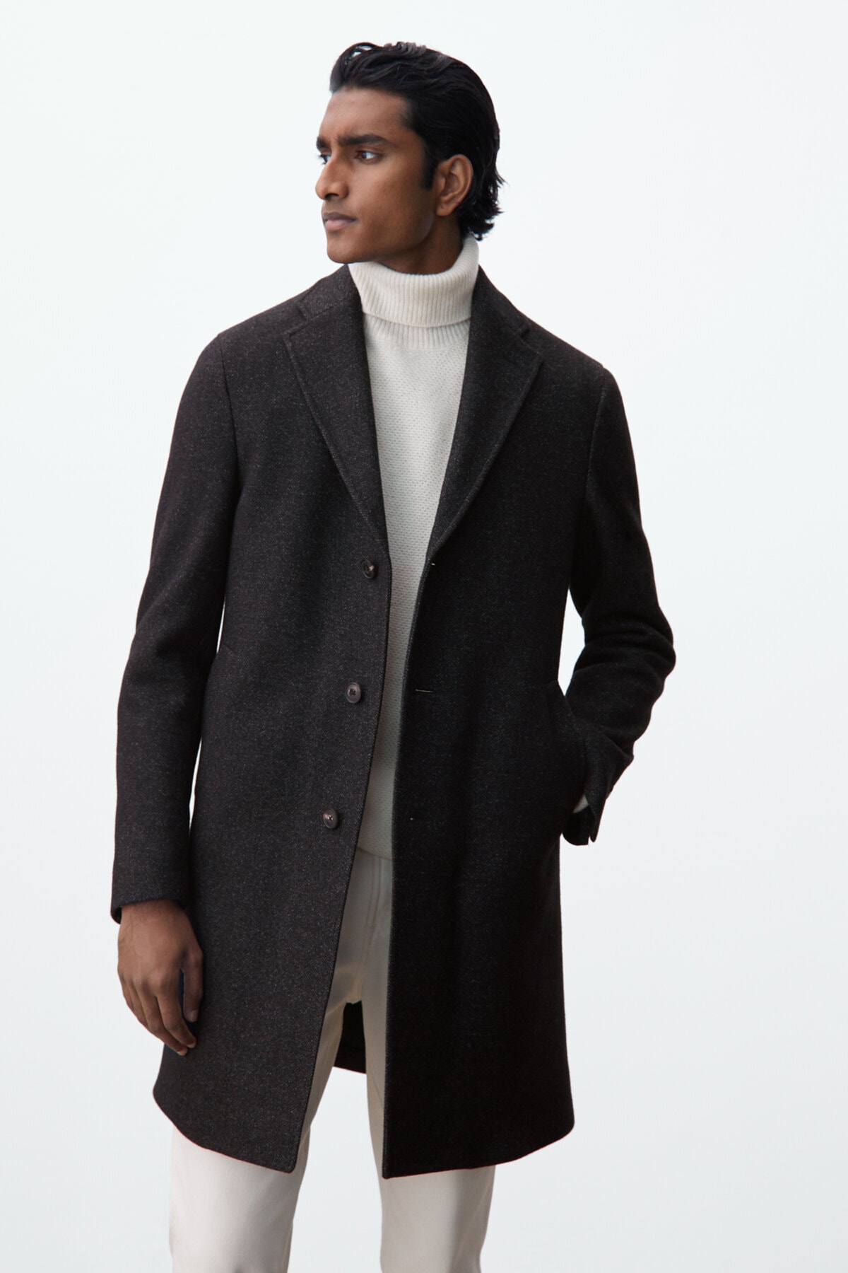 Massimo Dutti Çıkarılabilir Kapitone Astarlı Yün Karışımlı Kaban