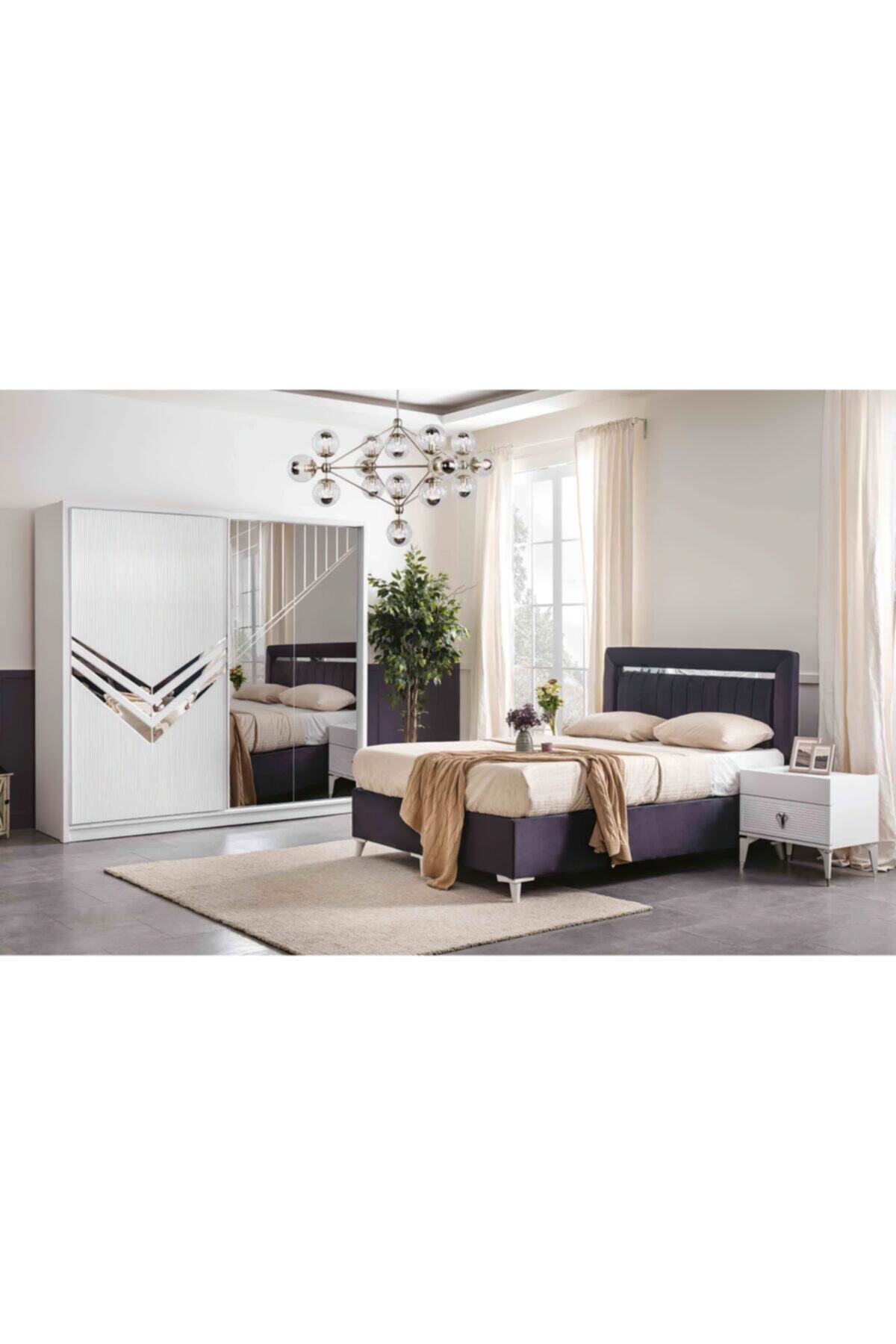 Viento Mobilya Çamlıca Sürgülü Ve Aynalı %100 Mdf Yatak Odası Takımı