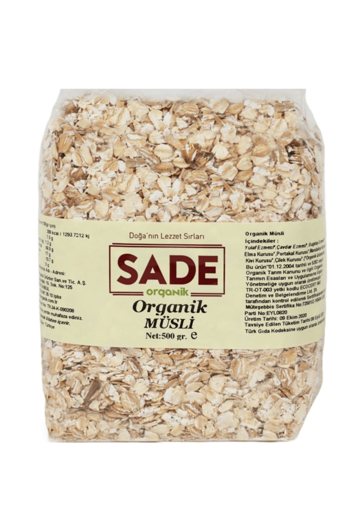 Sade Organik Müsli 500 Gr.