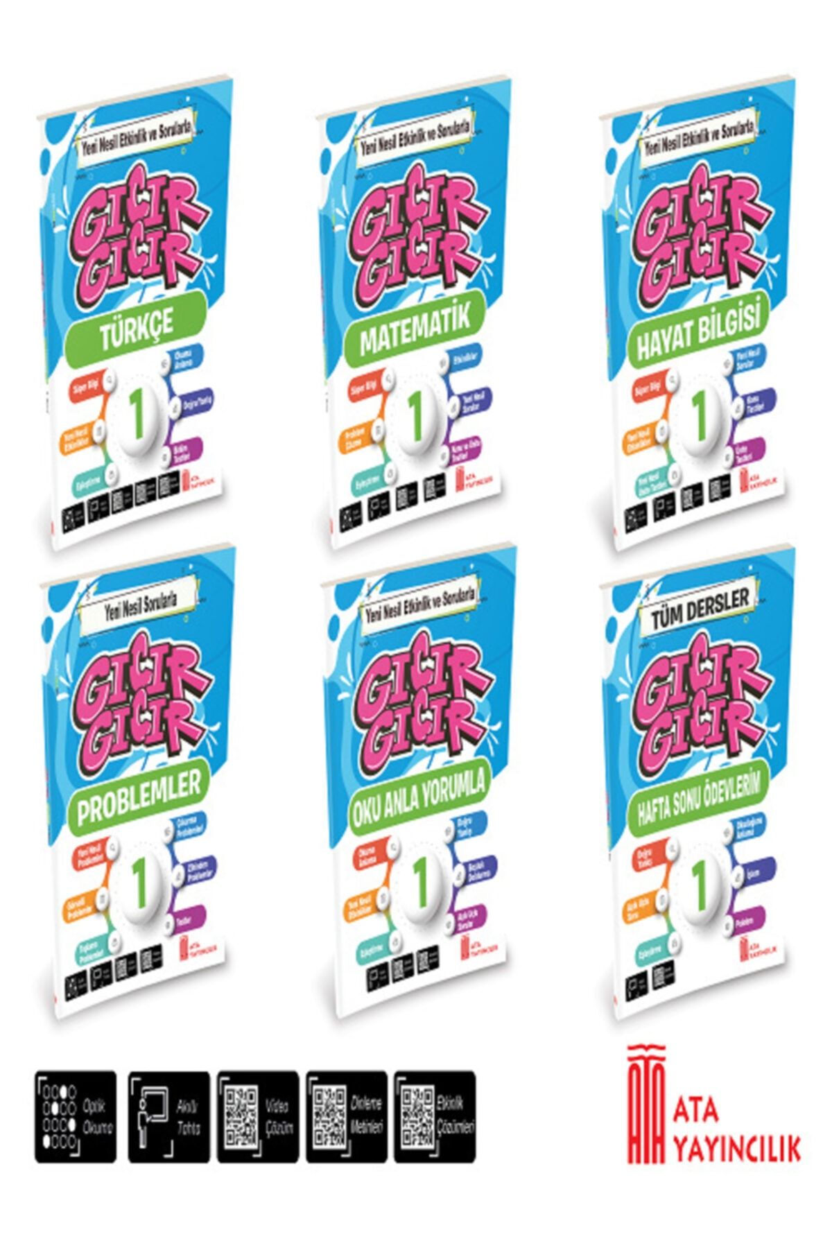 Ata Yayıncılık 1. Sınıf Gıcır Gıcır 6'lı Set (türkçe-matematik-haya Bilgisi-problemler-oku Anla Yorumla-hafta Sonu