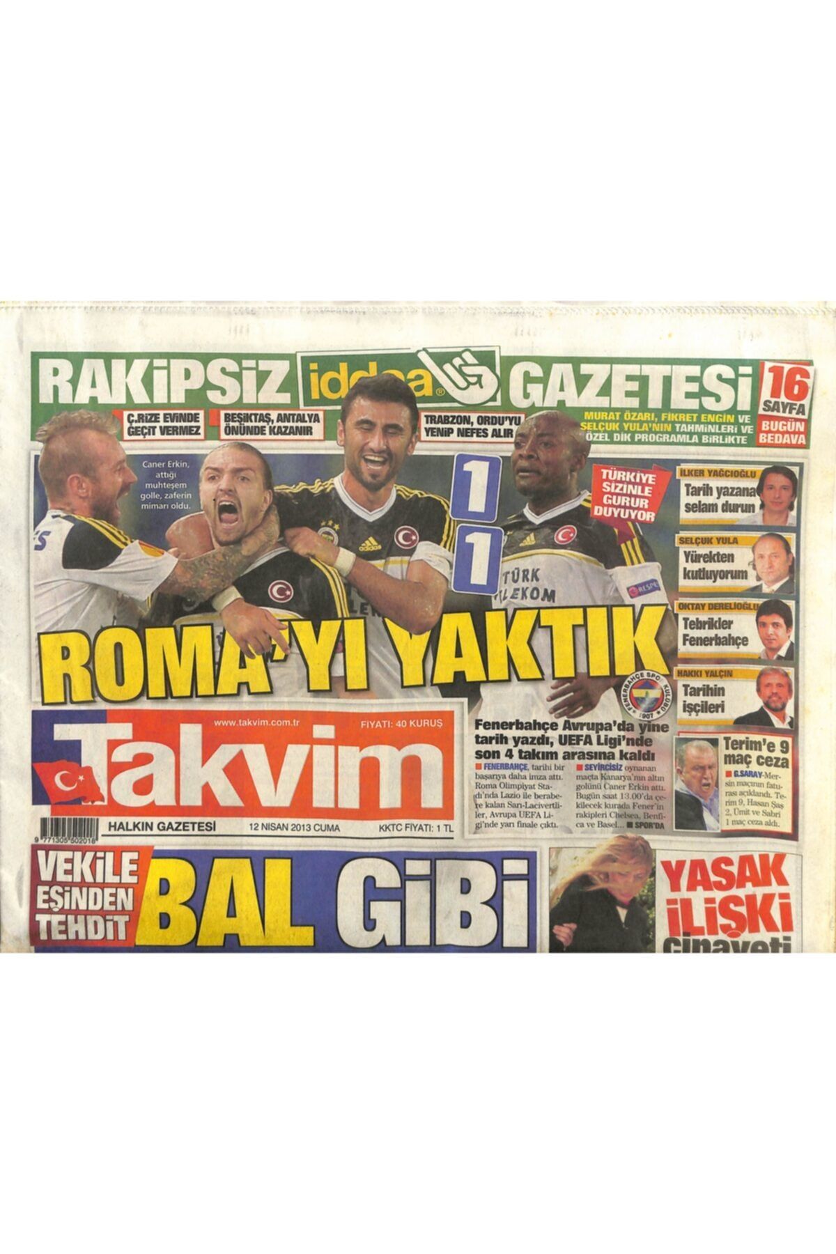 Gökçe Koleksiyon Takvim Gazetesi 12 Nisan 2013 - Faruk Bal,bal Gibi Boşarım