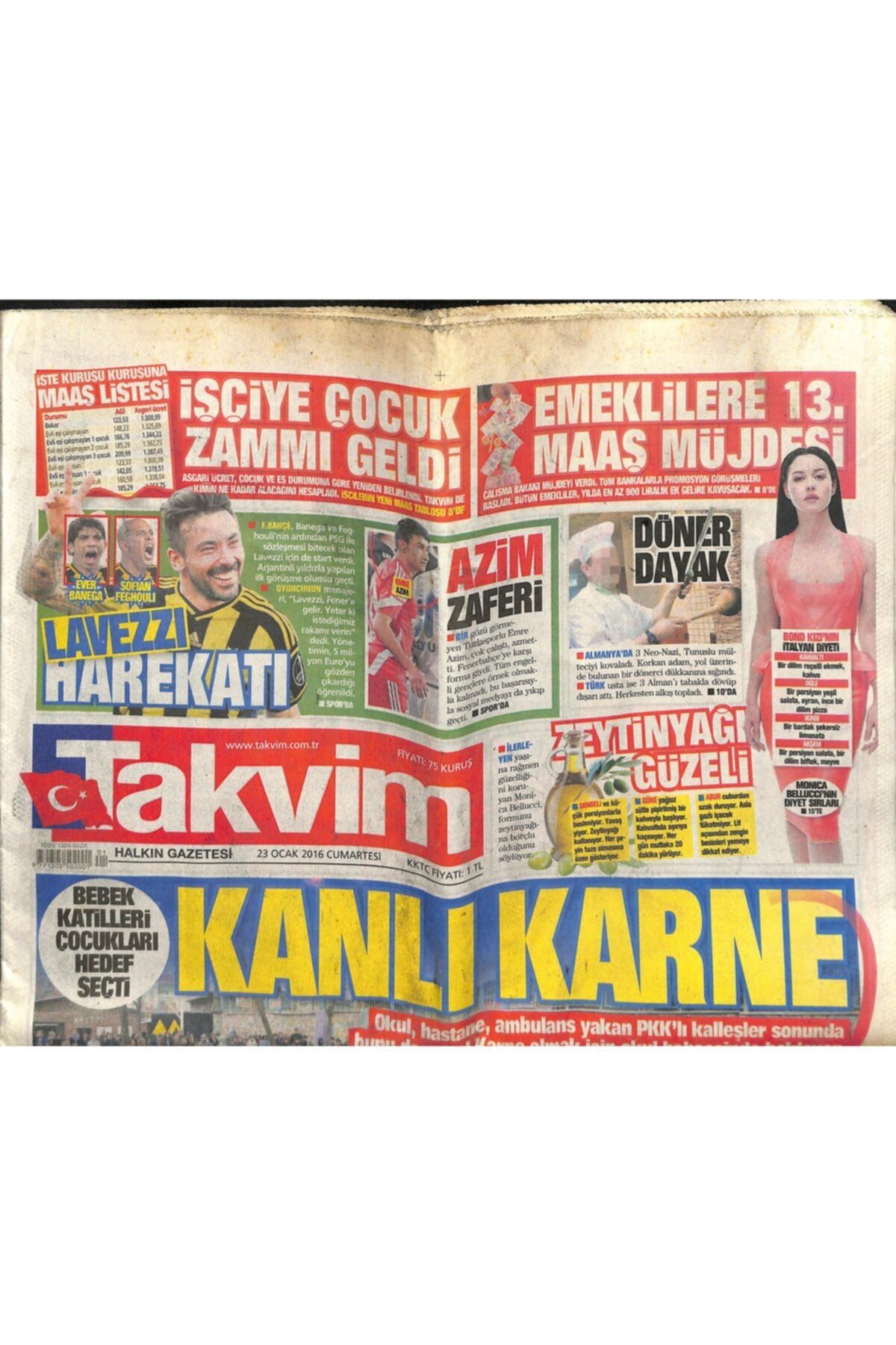 Gökçe Koleksiyon Takvim Gazetesi 23 Ocak 2016 - Bebek Katilleri Çocukları Hedef Seçti