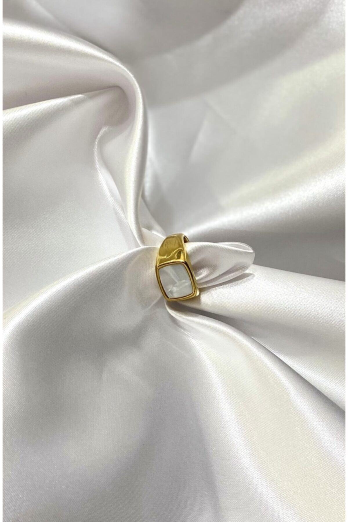 MRBGSÇANTA Kadın Çelik Kararmaz Vintage Mermer Desen Yüzük