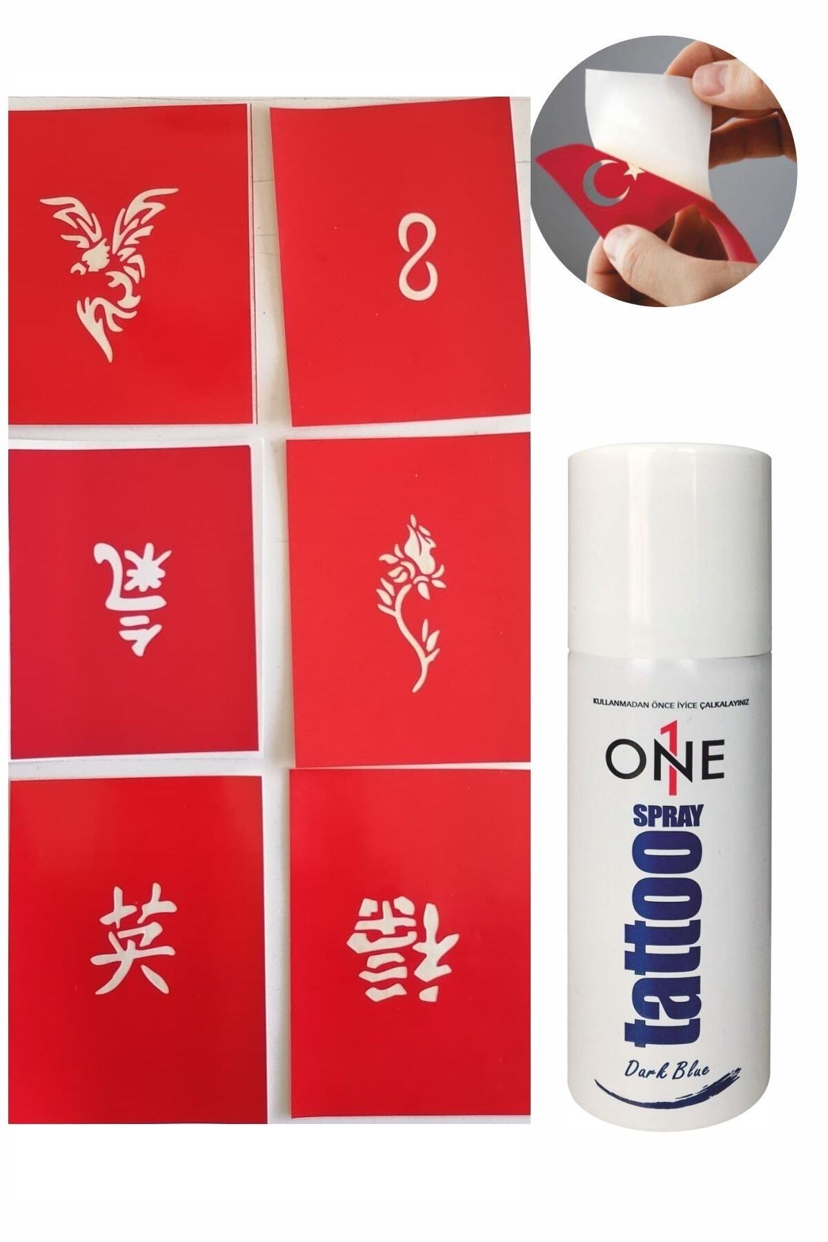 ONE SPRAY TATTOO Evde Geçici Dövme Yapma Seti Dark Spreyli Model2