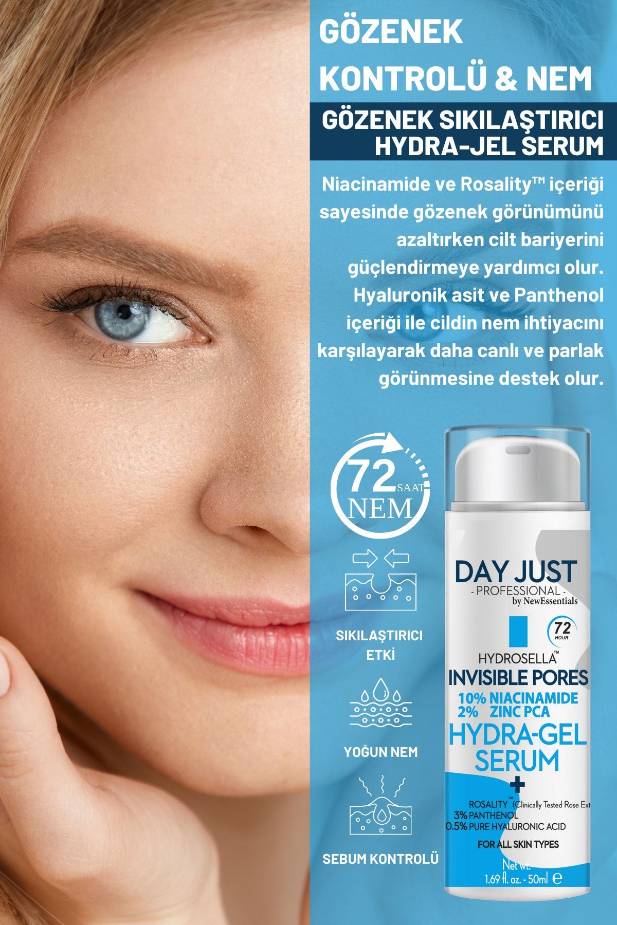 New Essentials Day Just Gözenek Sıkılaştırıcı, Canlandırıcı & Ton Eşitleyici Konsantre Jel Serum