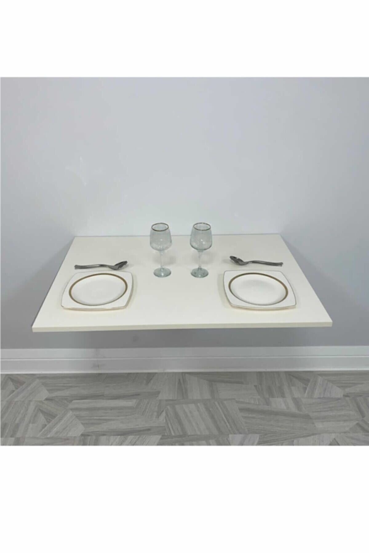 thepassioniz Yemek Masası Duvara Monte Çelik Bağlantılı 60x90 Katlanır Çalışma Masası