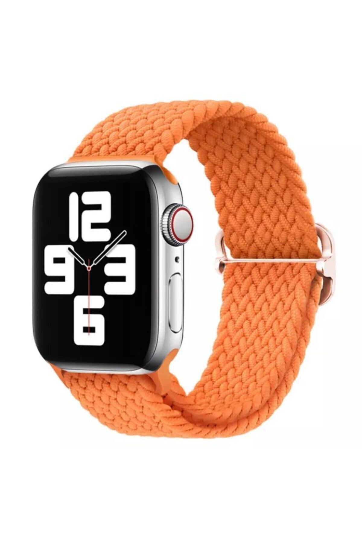 Hayal Kılıf Turuncu Apple Watch 1-2-3-4-5-6-7-se Uyumlu Ayarlanabilir Örgü Solo Kordon 42-44-45mm